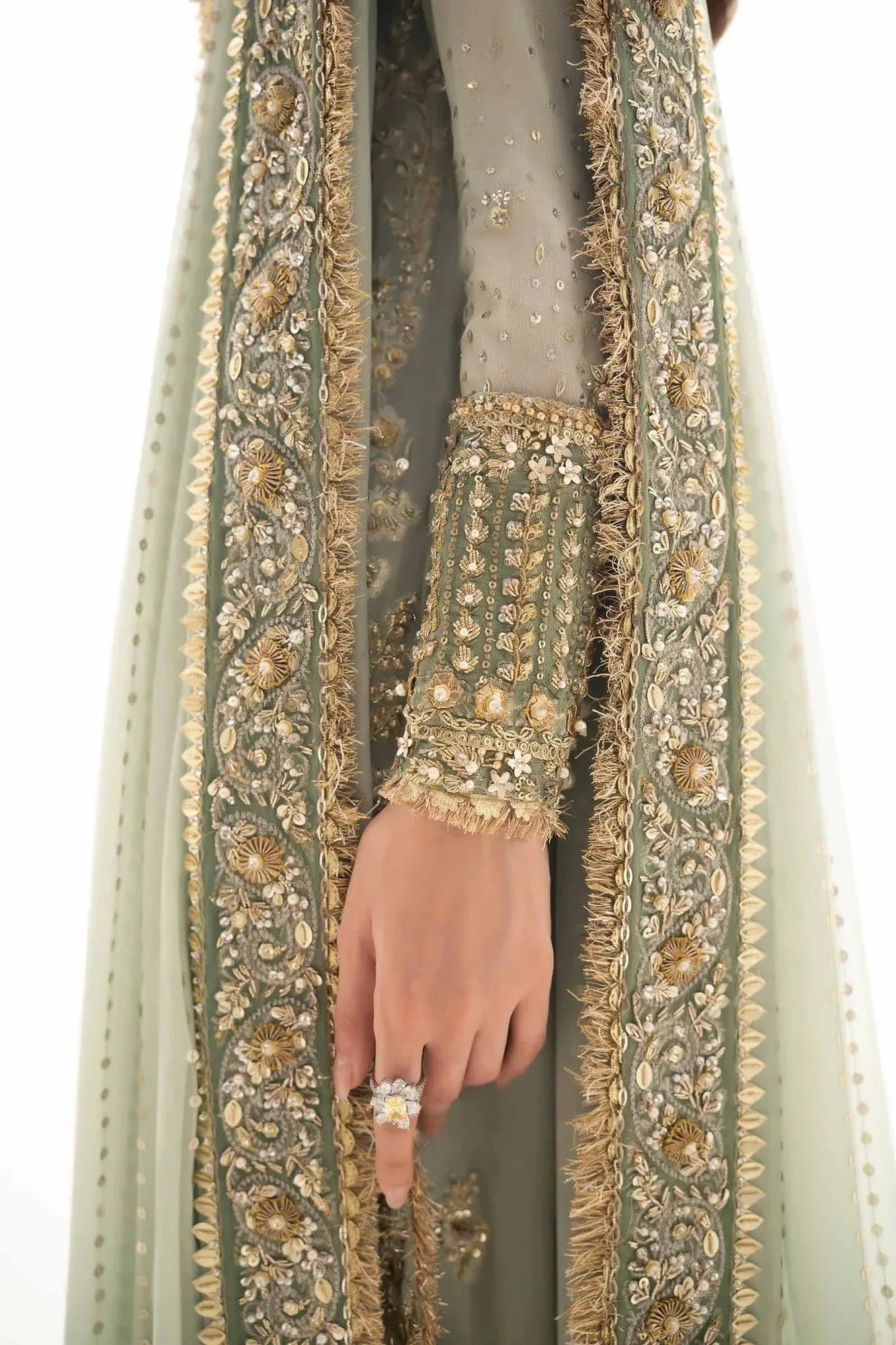 Elan Elitarie Wedding Formals Mint Green Chiffon – view 5 – Poshaq