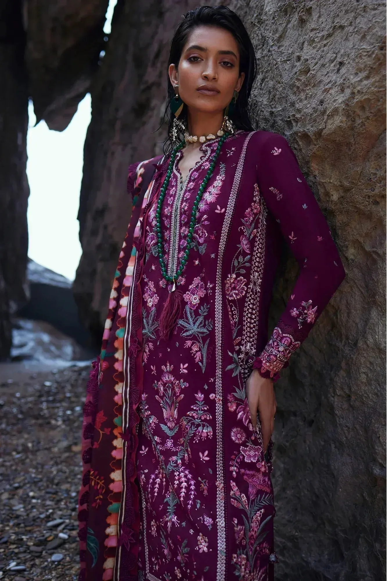 Elan Winter 23 Fuchsia Organza – view 3 – Poshaq