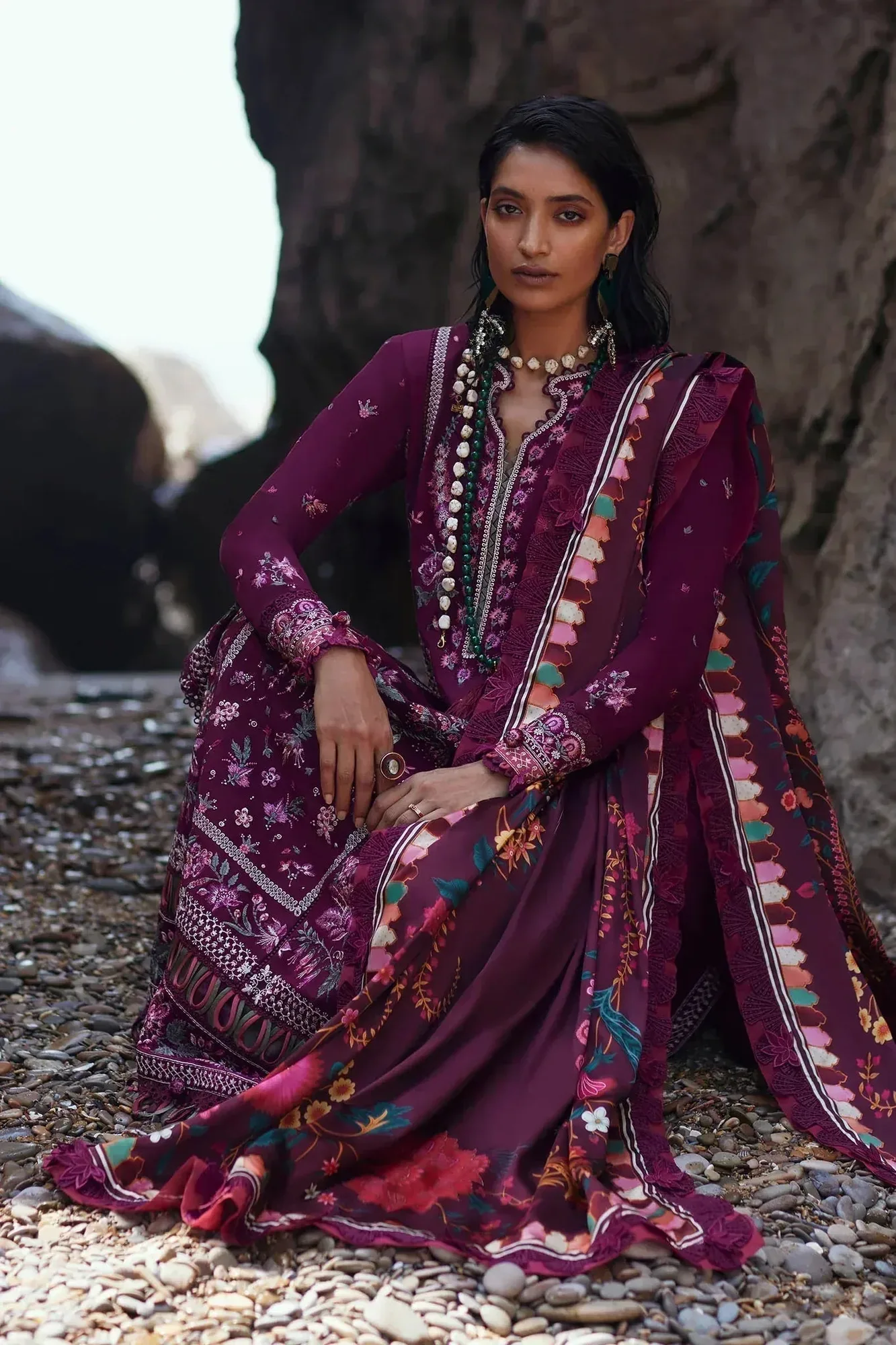 Elan Winter 23 Fuchsia Organza – view 4 – Poshaq