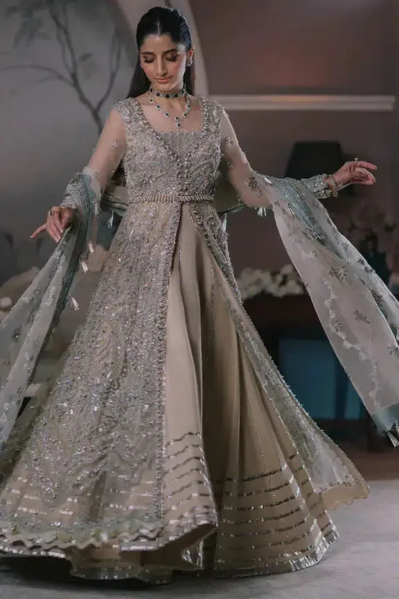 Elan Wedding Festive 23 Beige Raw Silk – view 3 – Poshaq