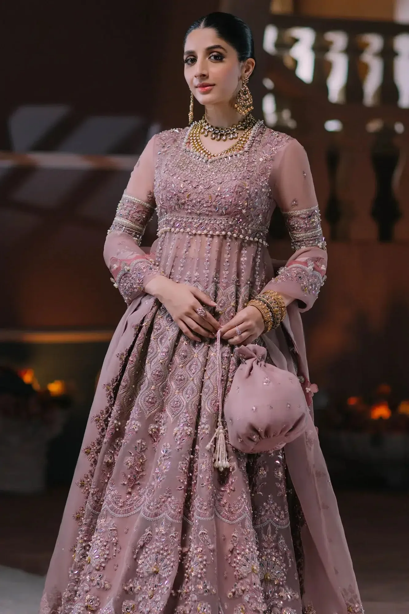 Elan Wedding Festive 23 Tea Pink Raw Silk – view 2 – Poshaq