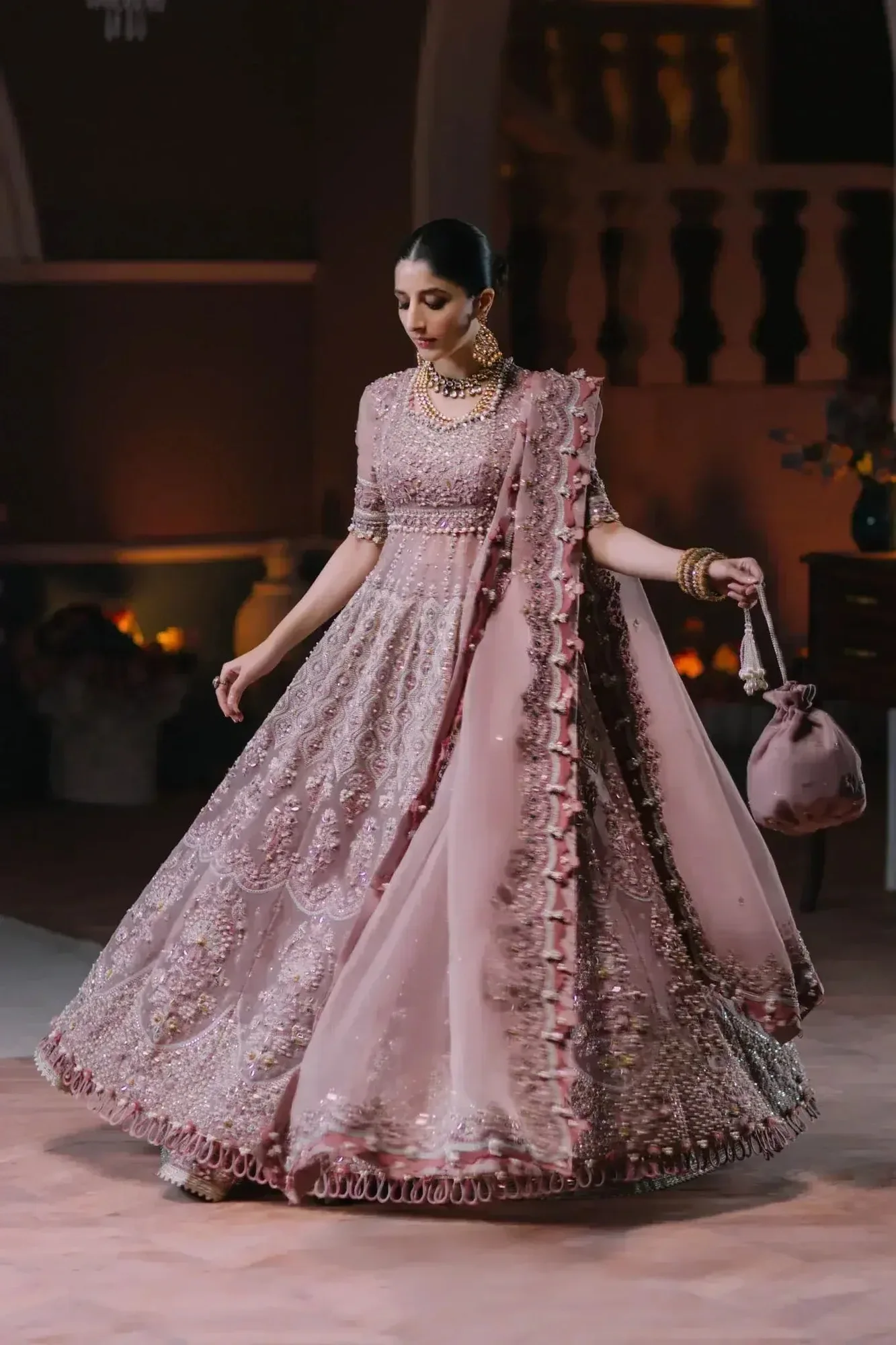 Elan Wedding Festive 23 Tea Pink Raw Silk – view 4 – Poshaq