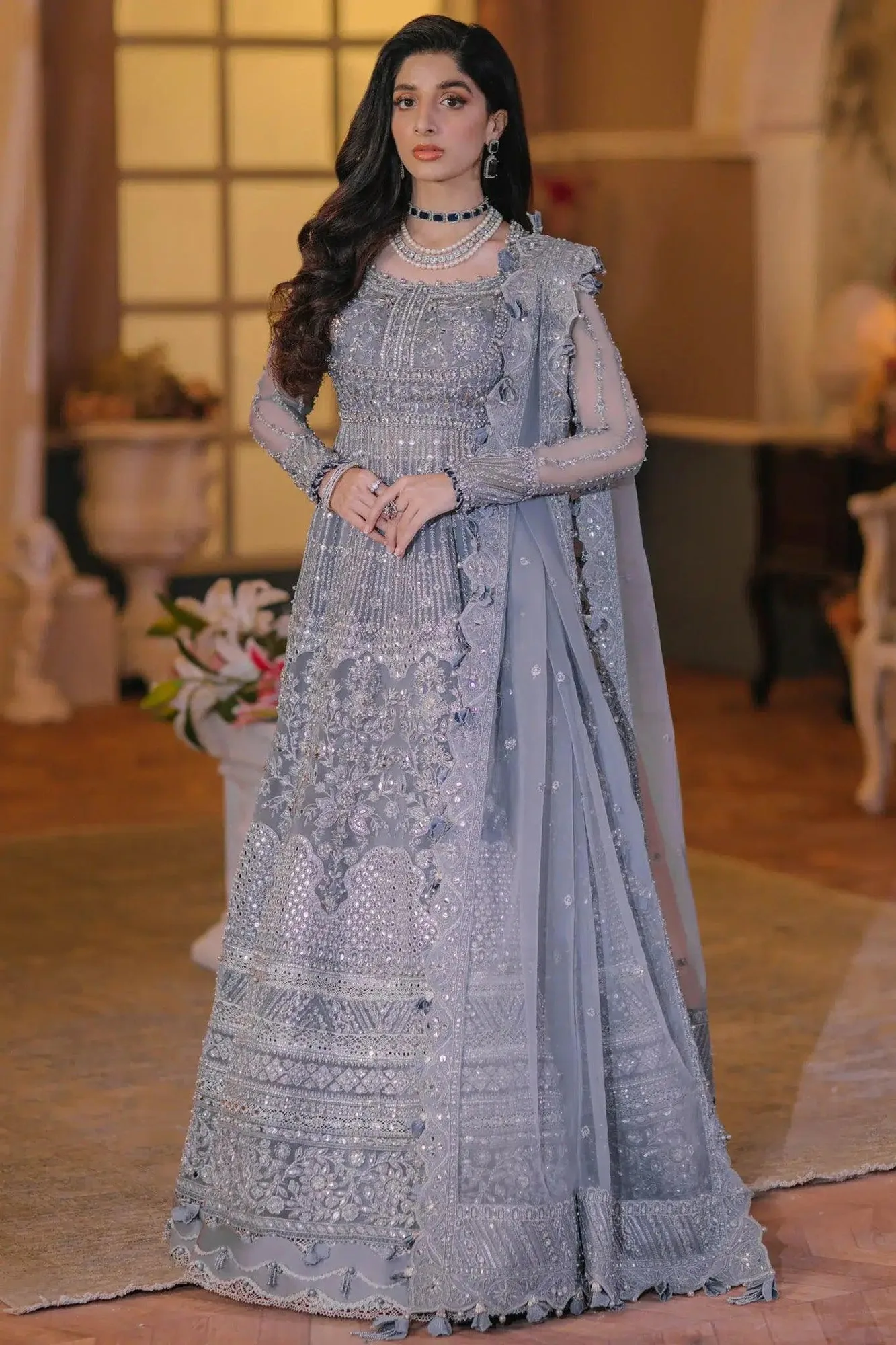 Elan Wedding Festive 23 Blue Raw Silk – view 1 – Poshaq