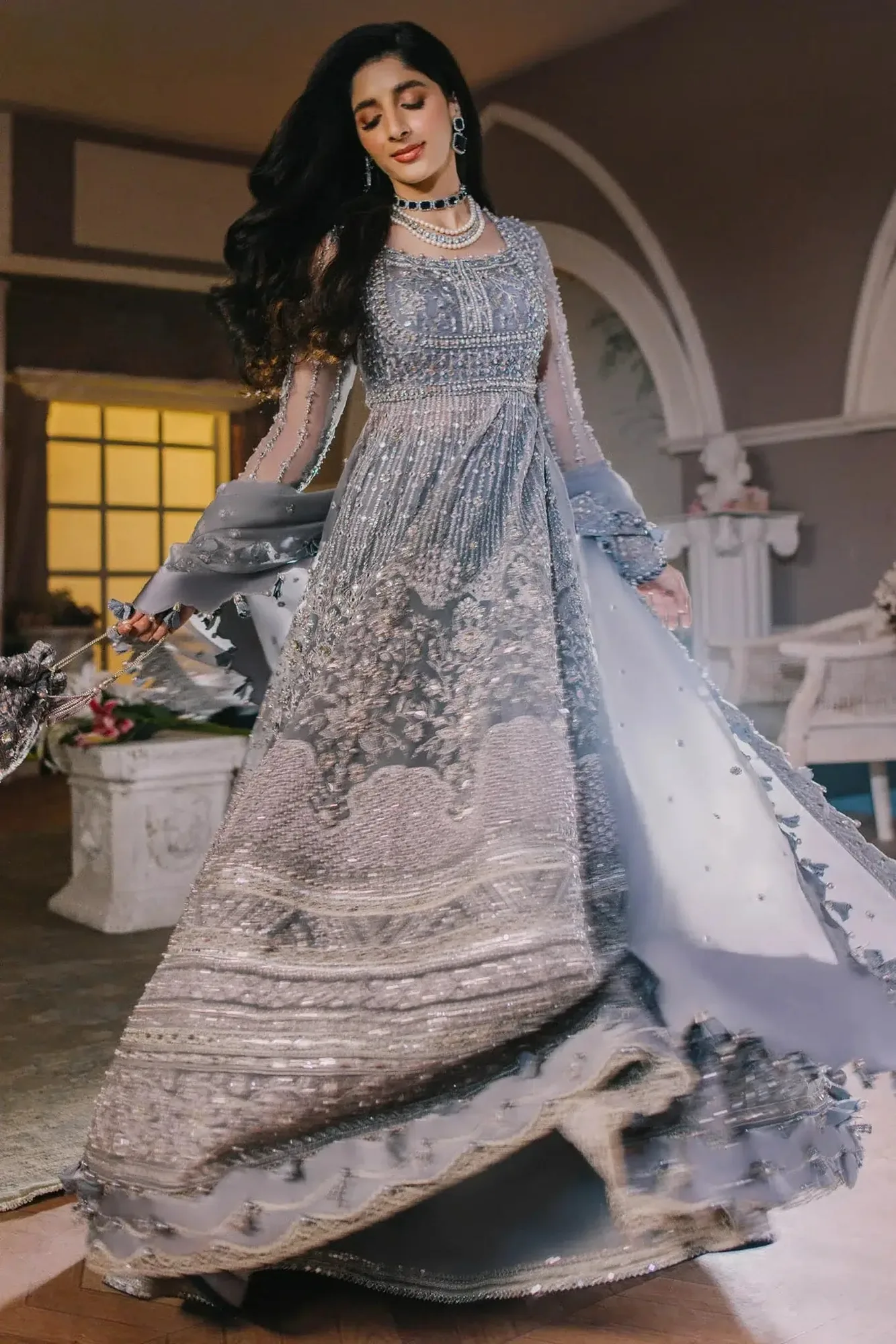 Elan Wedding Festive 23 Blue Raw Silk – view 4 – Poshaq