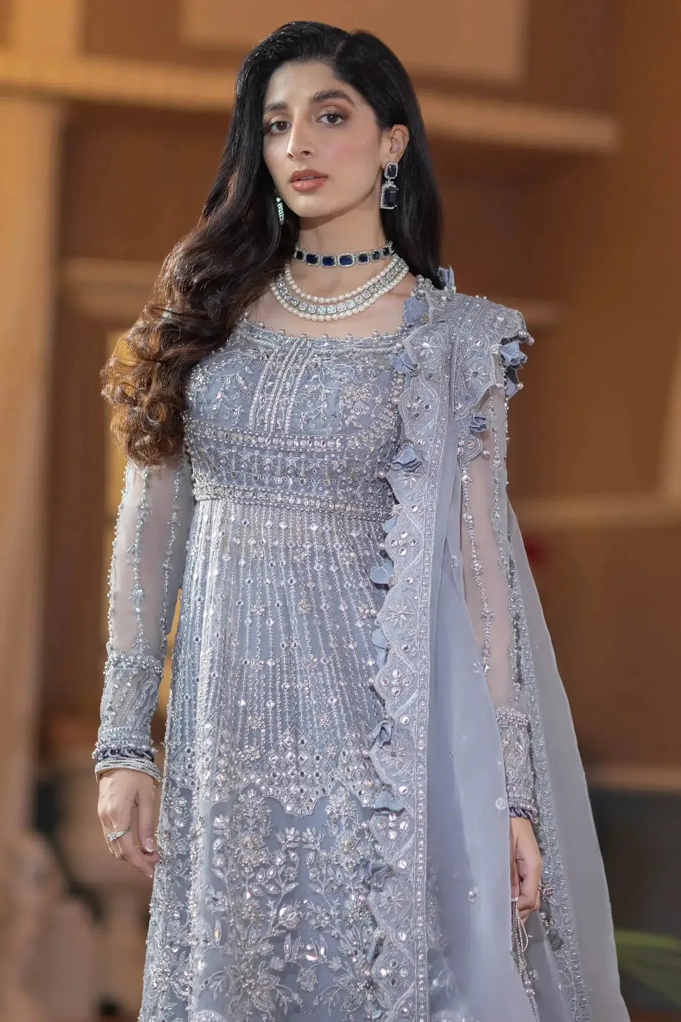 Elan Wedding Festive 23 Blue Raw Silk – view 5 – Poshaq