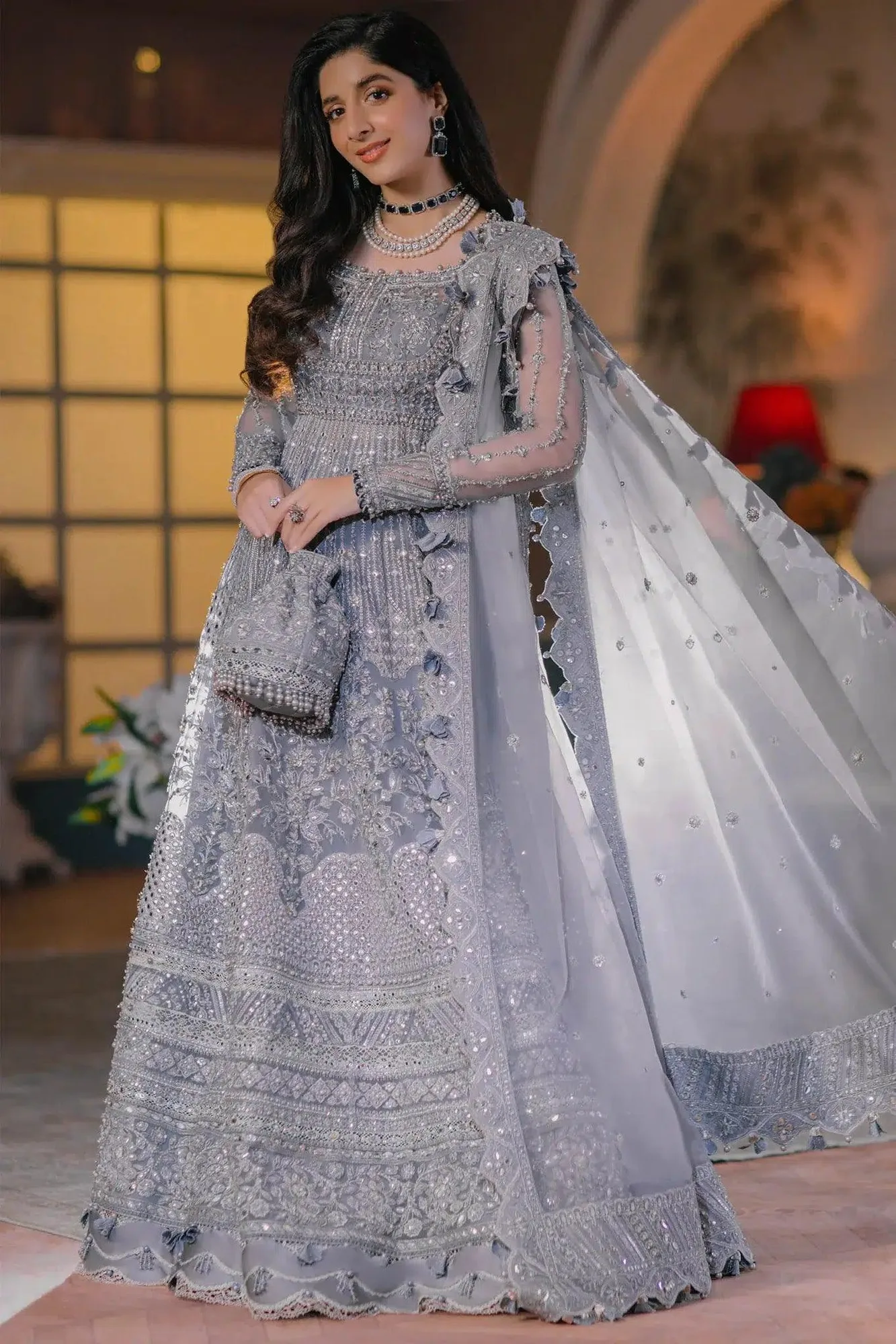 Elan Wedding Festive 23 Blue Raw Silk – view 6 – Poshaq