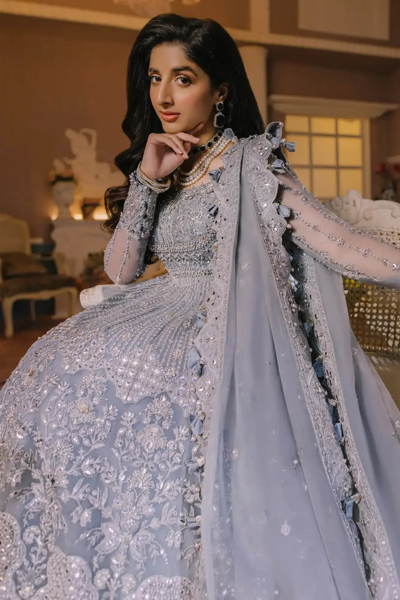 Elan Wedding Festive 23 Blue Raw Silk – view 8 – Poshaq