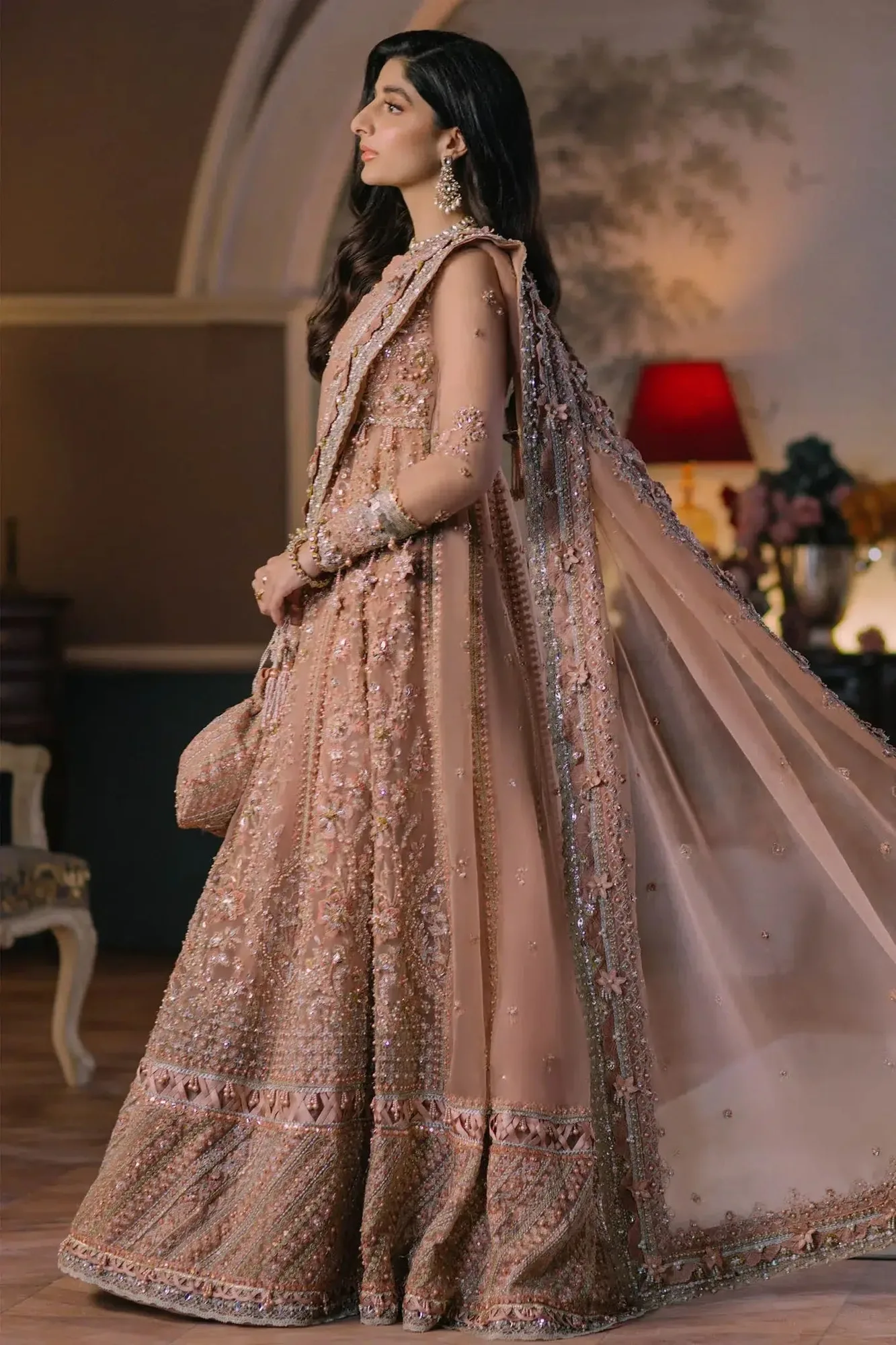 Elan Wedding Festive 23 Peach Raw Silk – view 2 – Poshaq