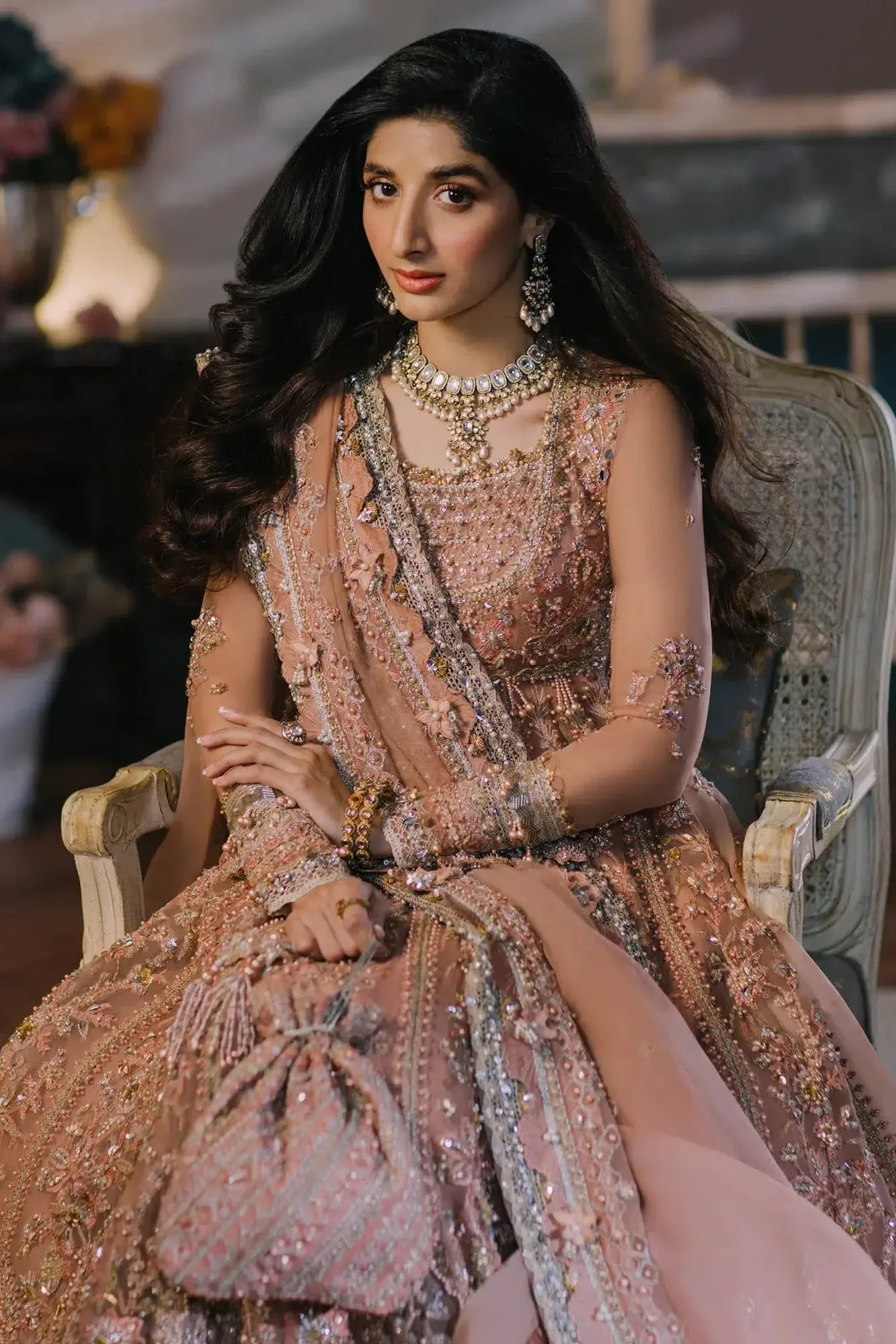 Elan Wedding Festive 23 Peach Raw Silk – view 3 – Poshaq