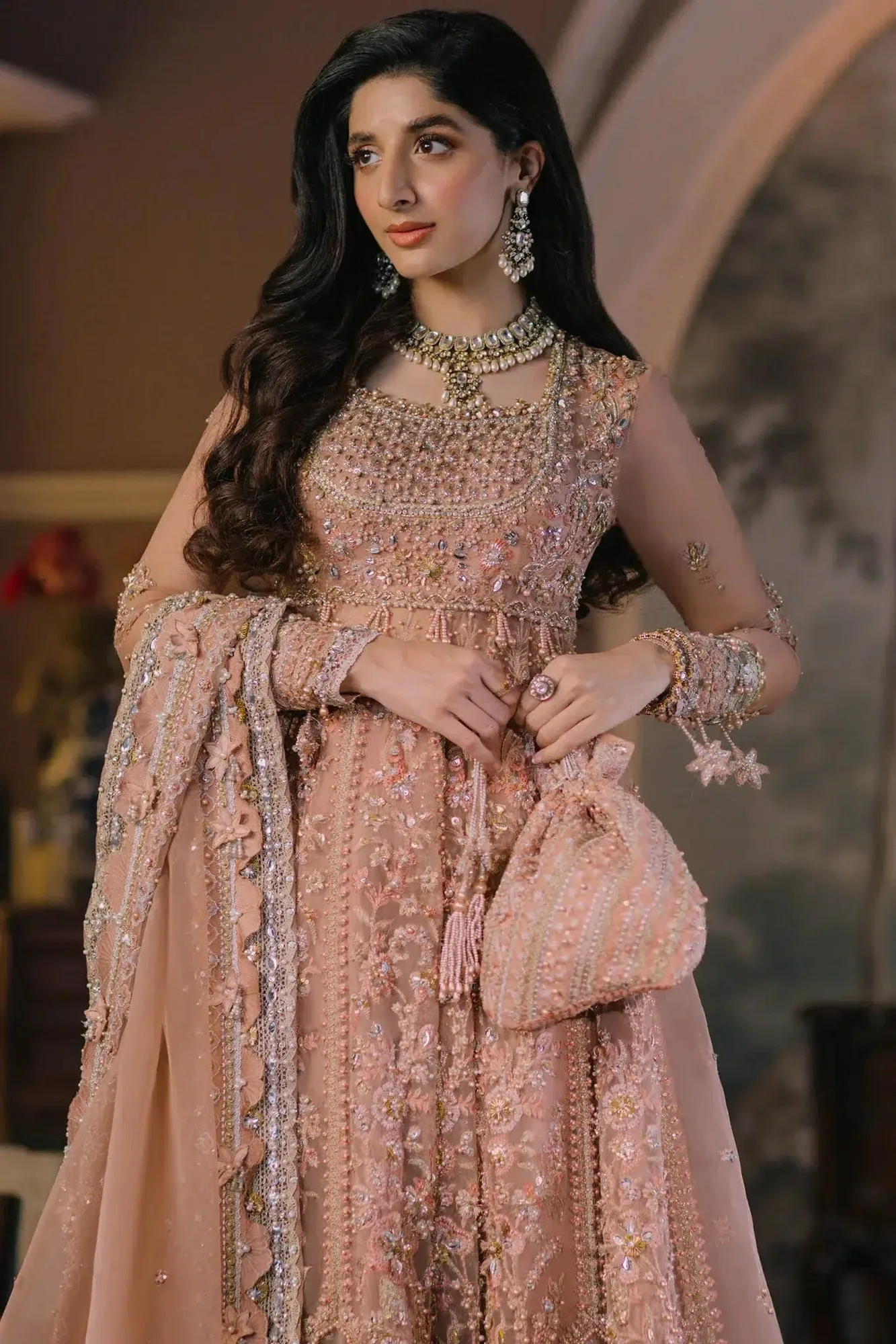 Elan Wedding Festive 23 Peach Raw Silk – view 4 – Poshaq