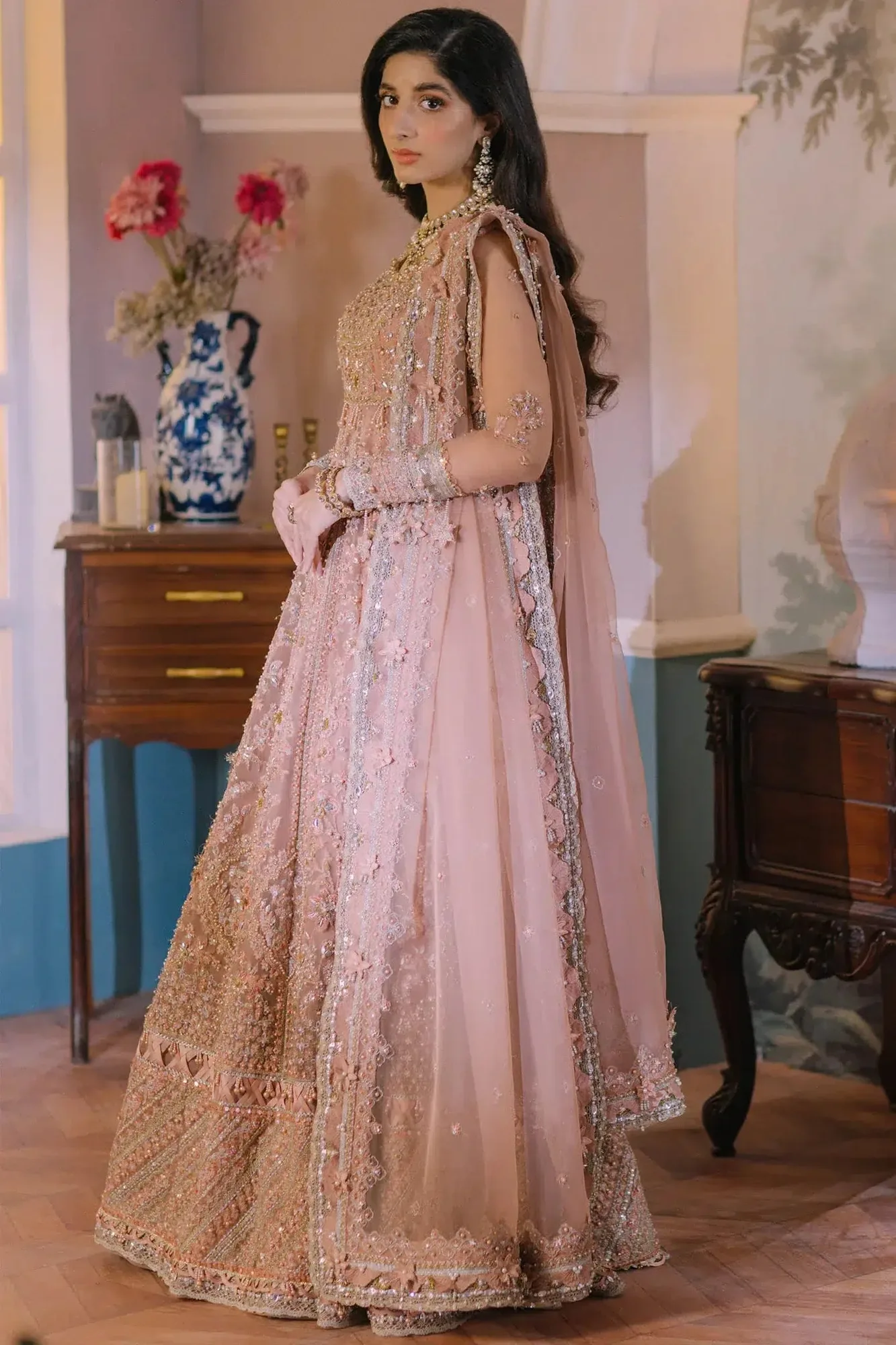 Elan Wedding Festive 23 Peach Raw Silk – view 5 – Poshaq