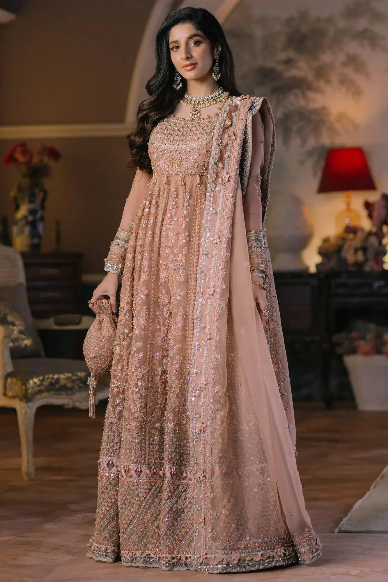 Elan Wedding Festive 23 Peach Raw Silk – view 6 – Poshaq