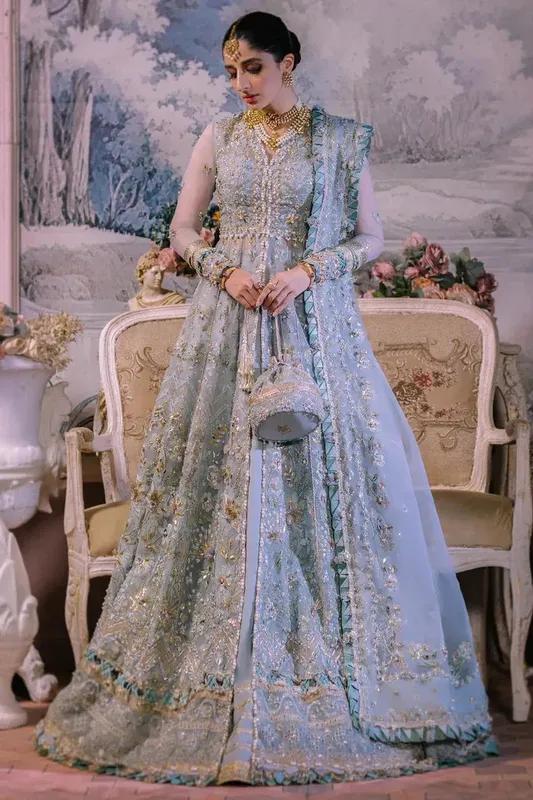 Elan Wedding Festive 23 Blue Raw Silk – view 1 – Poshaq