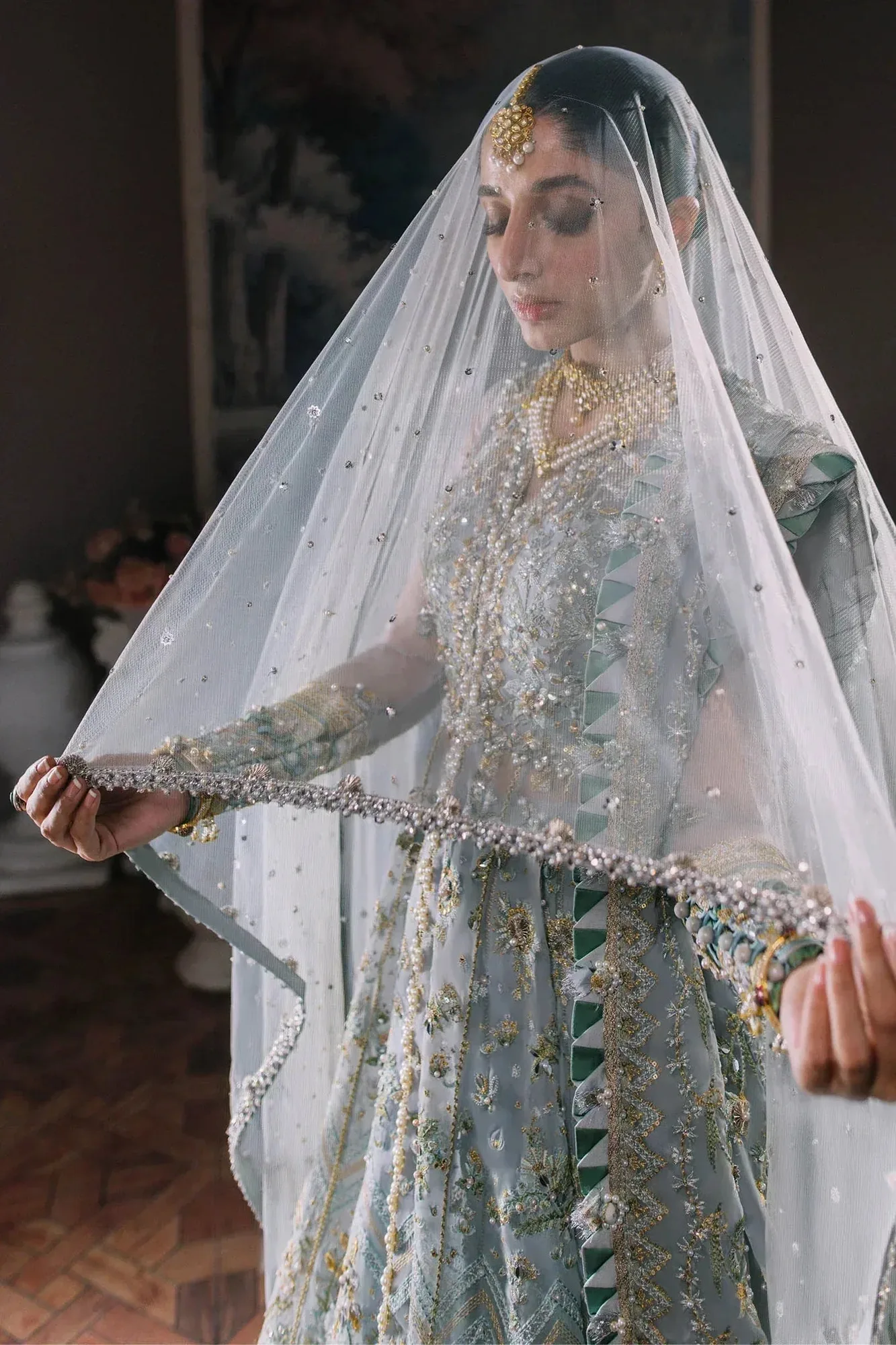 Elan Wedding Festive 23 Blue Raw Silk – view 3 – Poshaq