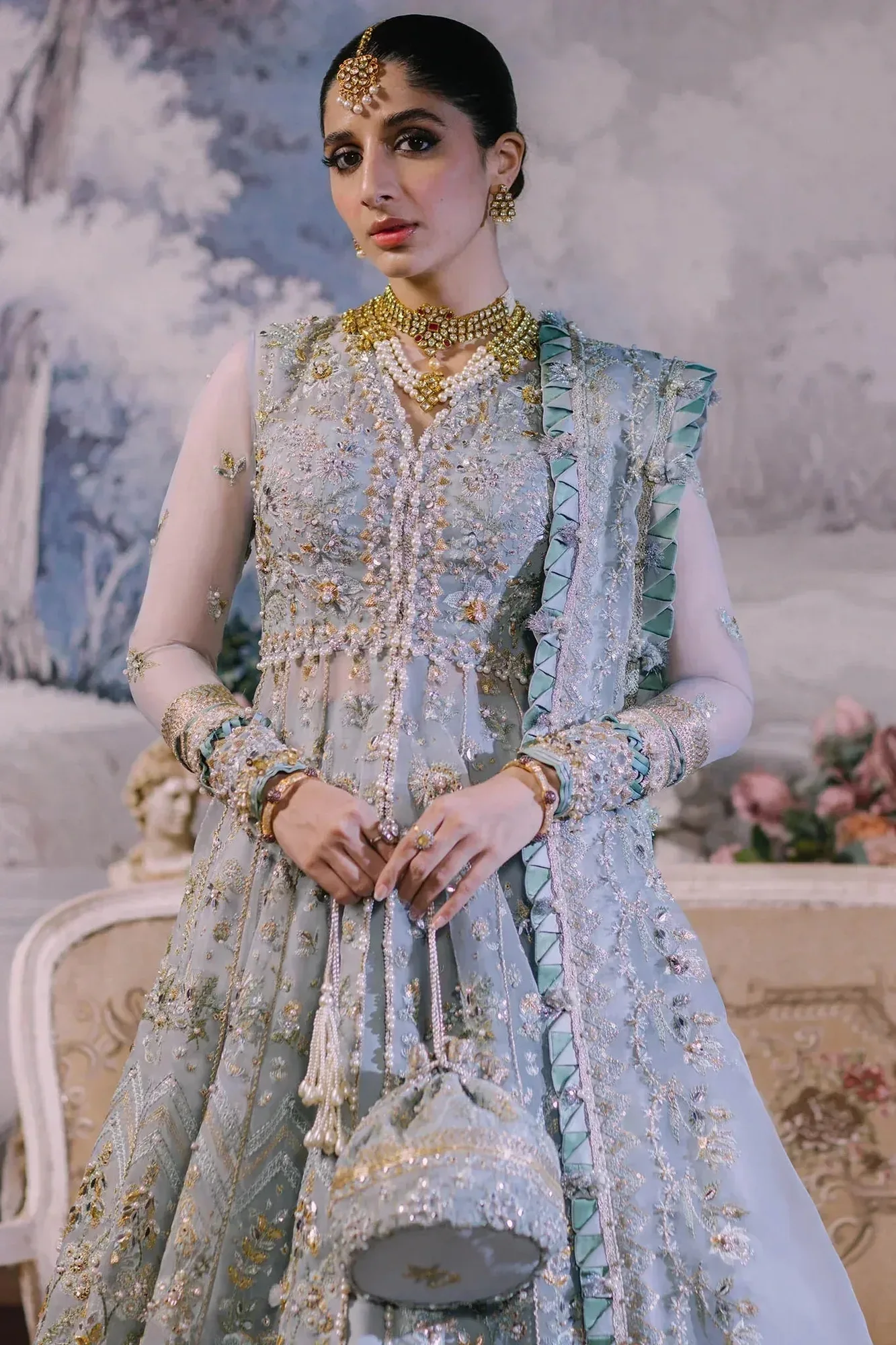 Elan Wedding Festive 23 Blue Raw Silk – view 5 – Poshaq
