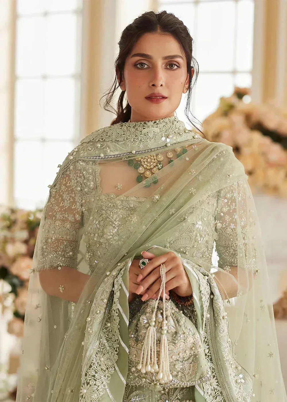 Elan Wedding Festive 2023 Green Raw Silk – view 4 – Poshaq