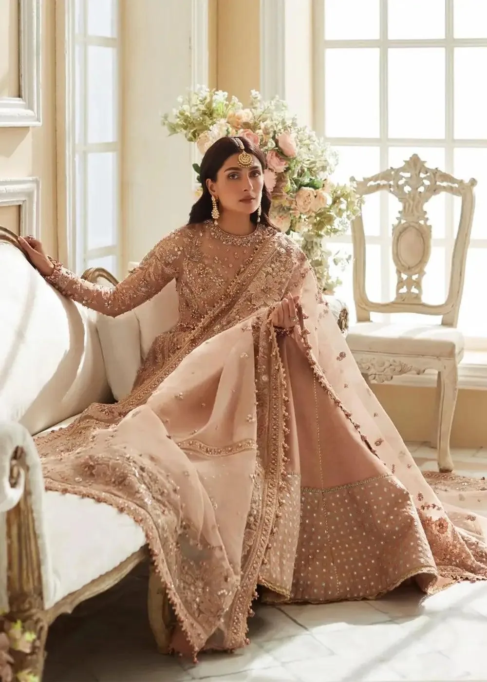 Elan Wedding Festive 23 Peach Raw Silk – view 2 – Poshaq