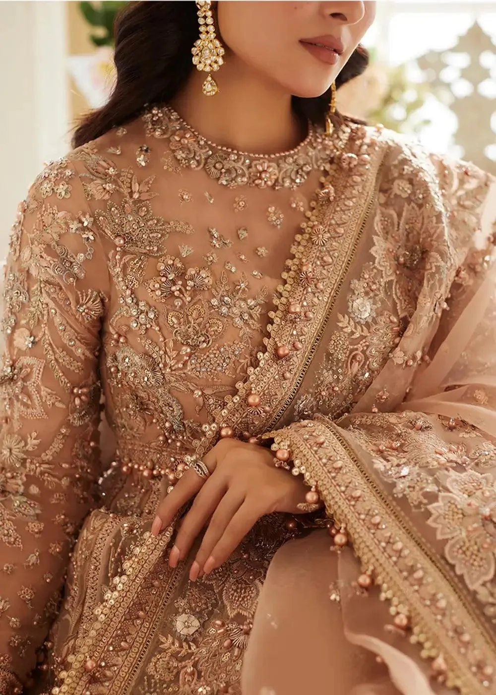 Elan Wedding Festive 23 Peach Raw Silk – view 4 – Poshaq