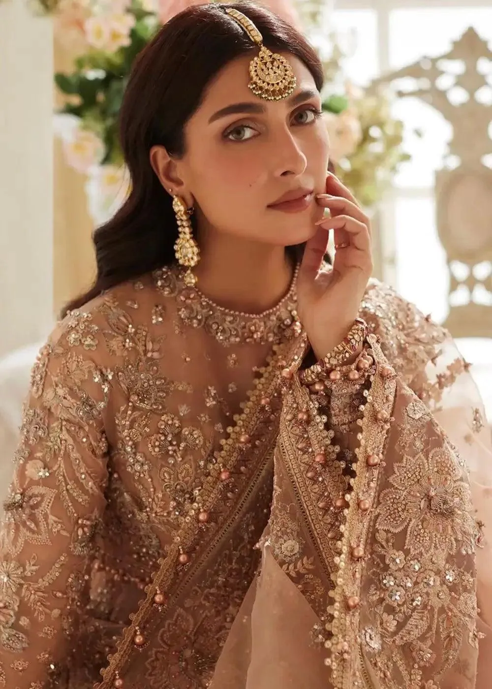 Elan Wedding Festive 23 Peach Raw Silk – view 5 – Poshaq