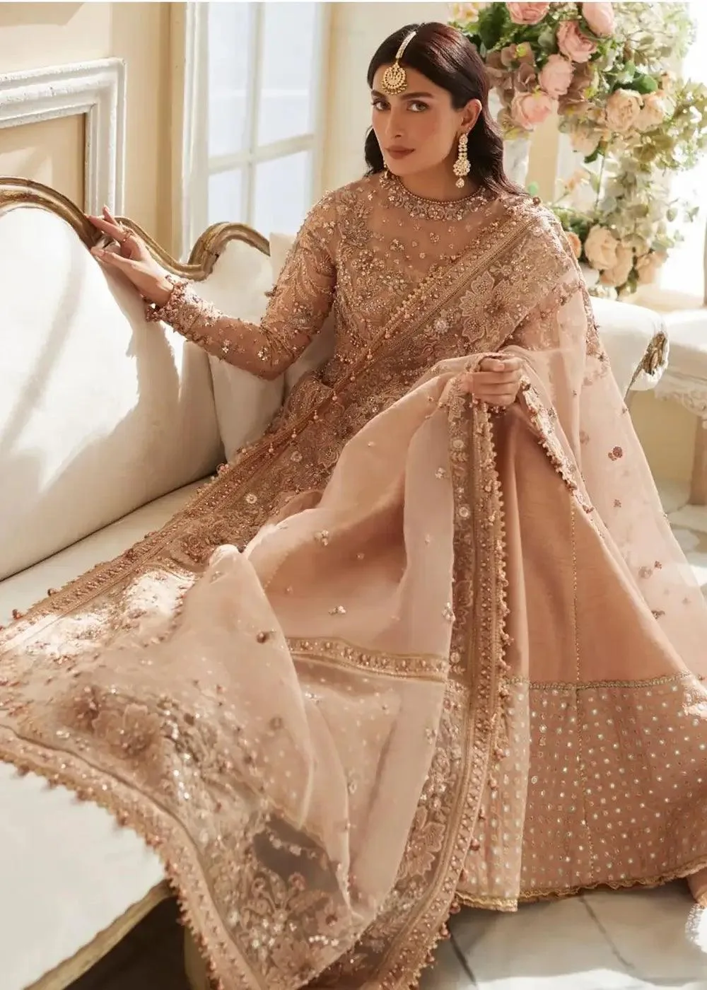 Elan Wedding Festive 23 Peach Raw Silk – view 6 – Poshaq