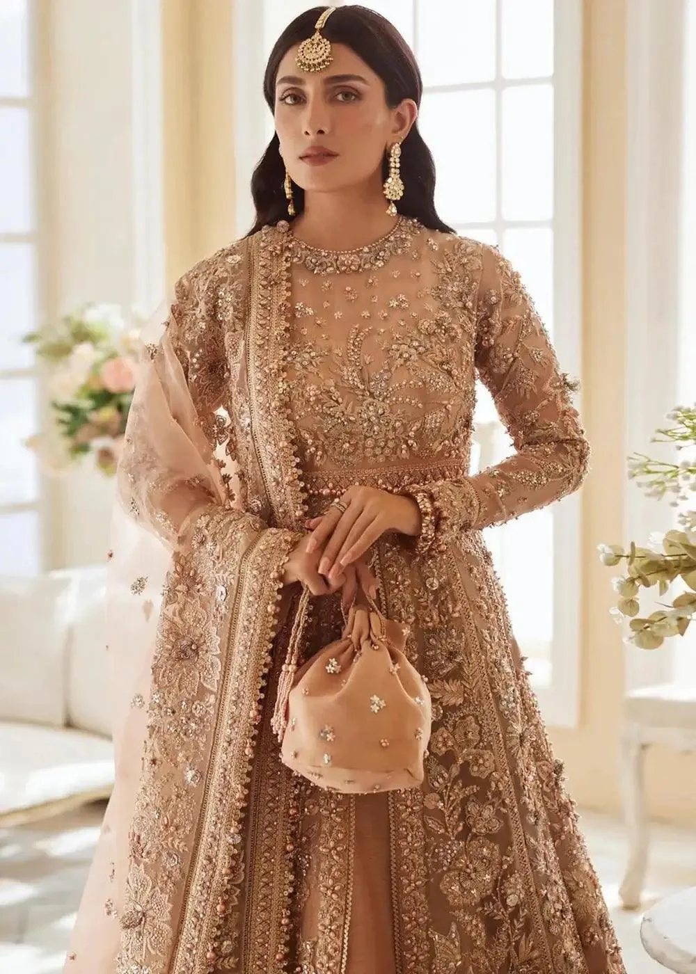 Elan Wedding Festive 23 Peach Raw Silk – view 7 – Poshaq