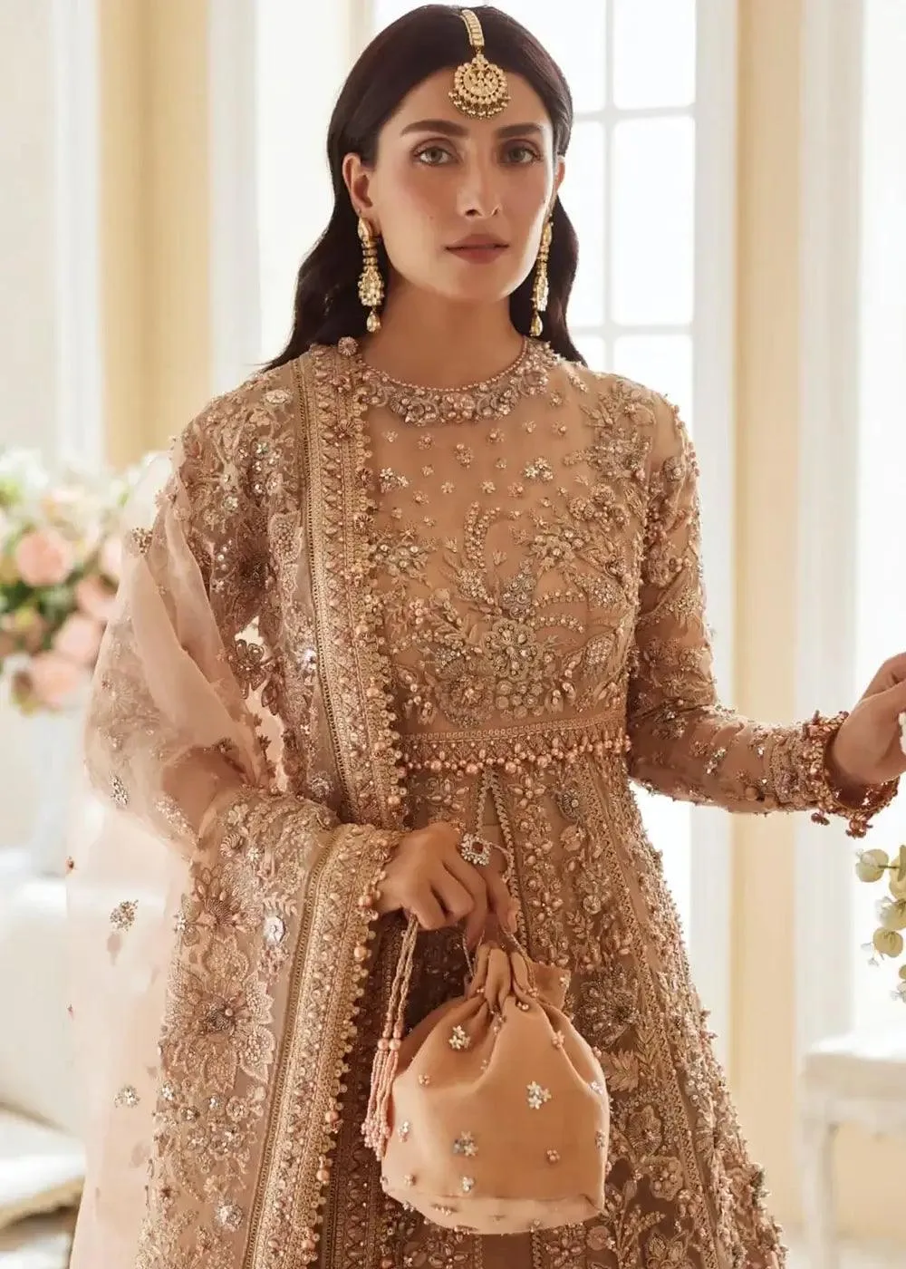 Elan Wedding Festive 23 Peach Raw Silk – view 9 – Poshaq