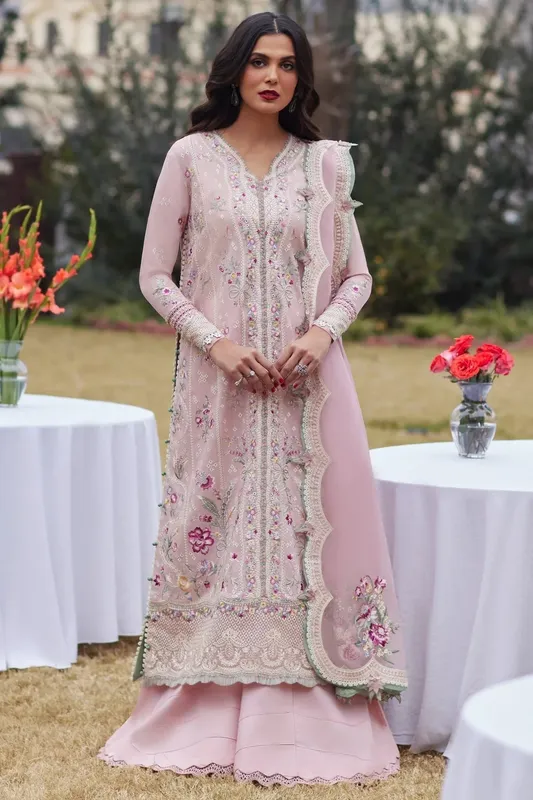 Elan Lawn24 Pink Organza – view 1 – Poshaq