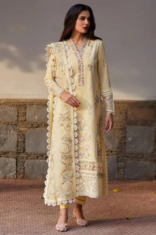 Elan Lawn24 Yellow Organza – view 1 – Poshaq