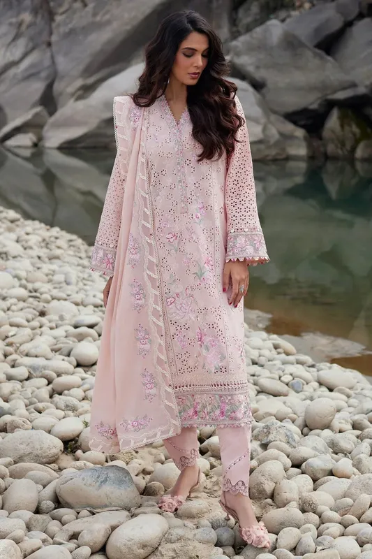 Elan Lawn24 Pink Organza – view 1 – Poshaq
