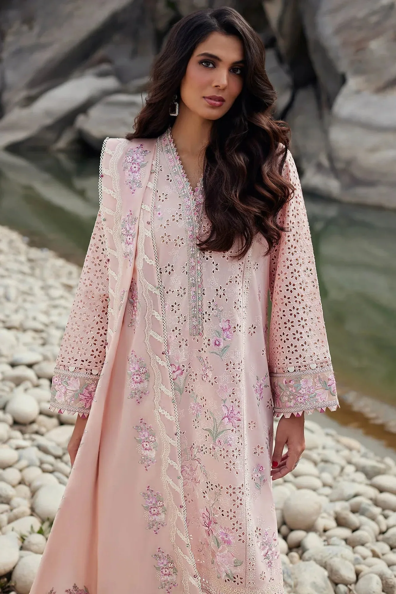 Elan Lawn24 Pink Organza – view 2 – Poshaq