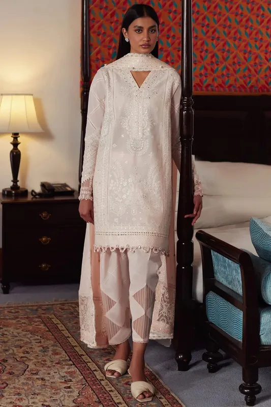 Elan Lawn24 Peach Organza – view 1 – Poshaq