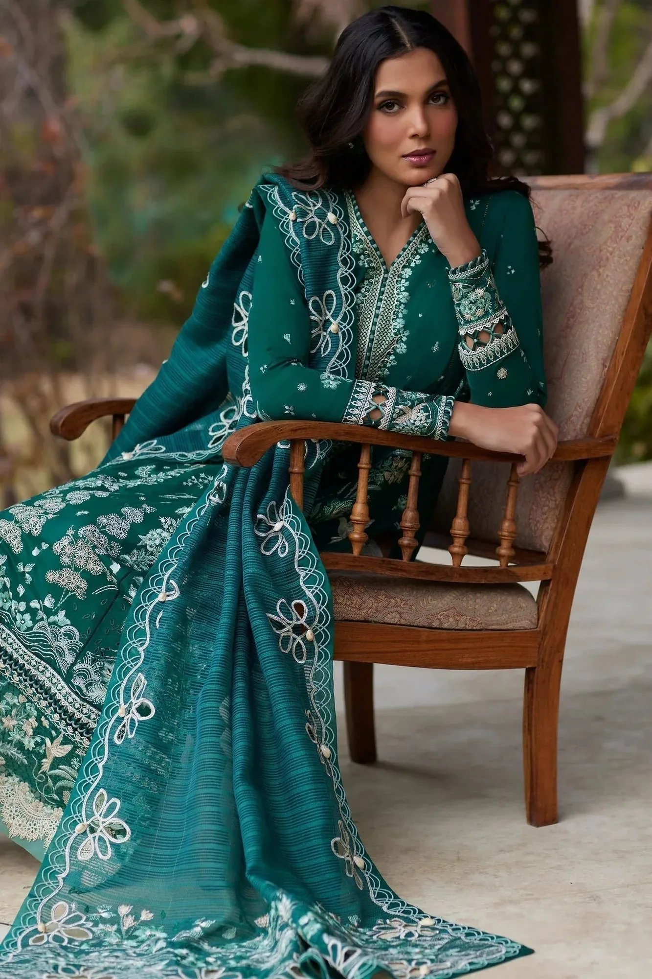 Elan Lawn24 Green Jacquard – view 4 – Poshaq