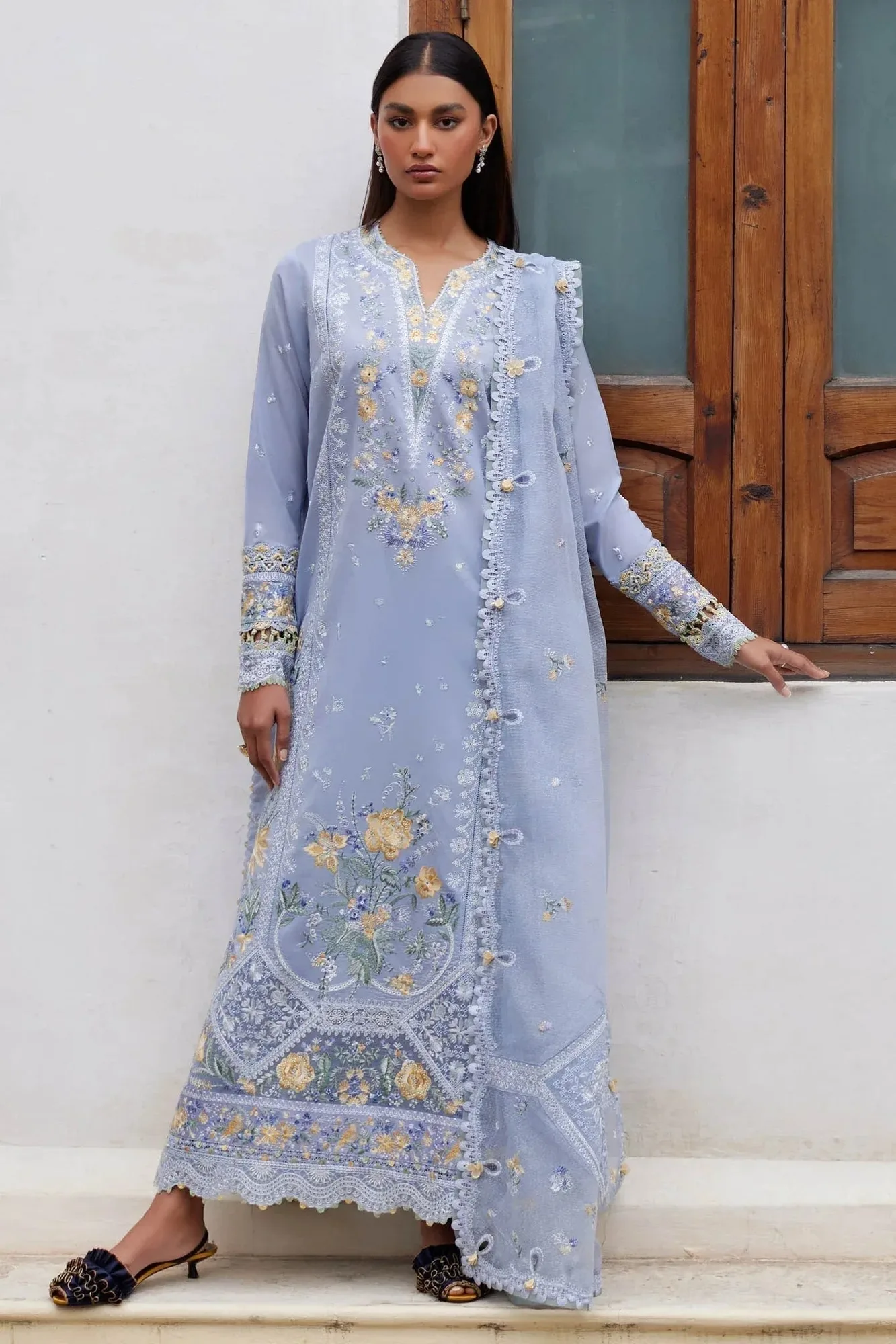 Elan Lawn24 Blue Jacquard – view 1 – Poshaq