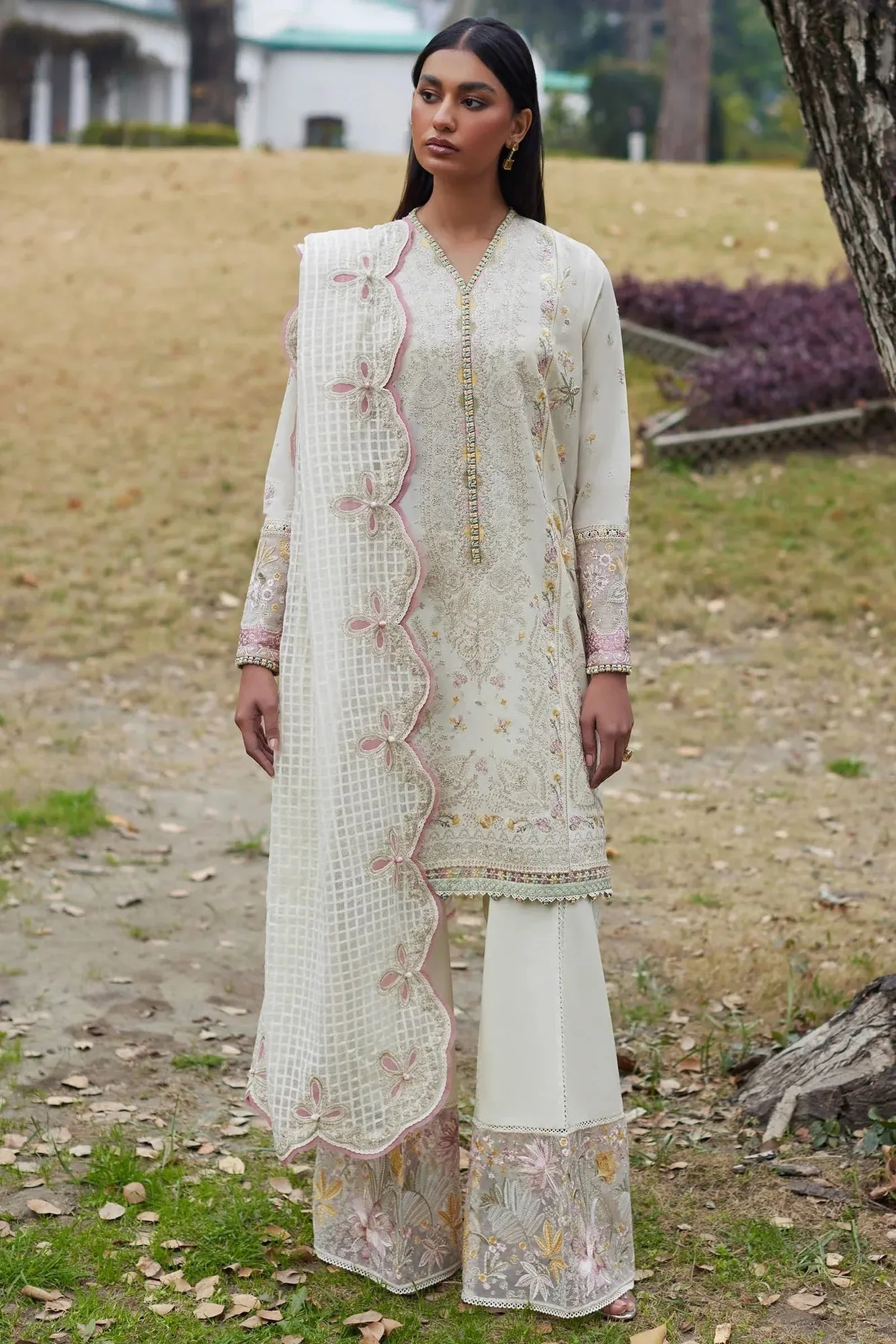 Elan Lawn24 Ivory Jacquard – view 1 – Poshaq