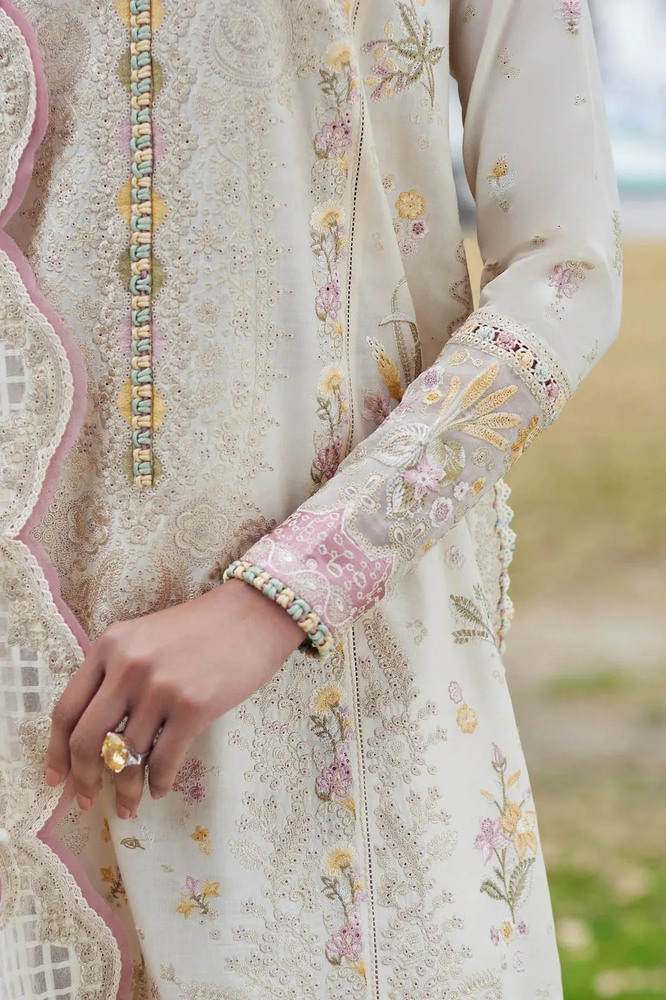 Elan Lawn24 Ivory Jacquard – view 5 – Poshaq