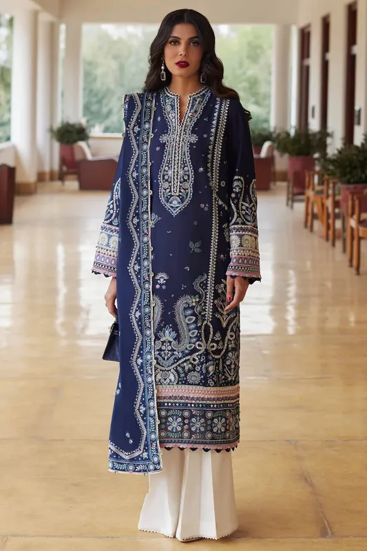 Elan Lawn24 Blue Organza – view 1 – Poshaq
