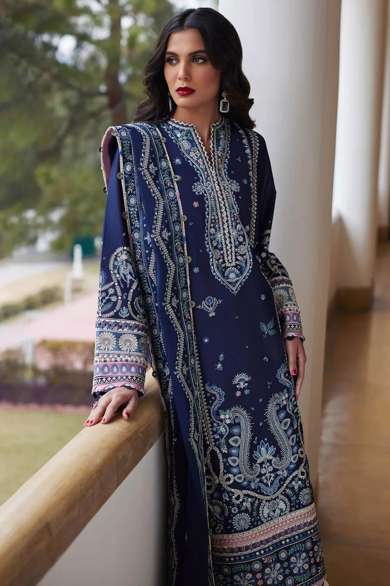 Elan Lawn24 Blue Organza – view 2 – Poshaq