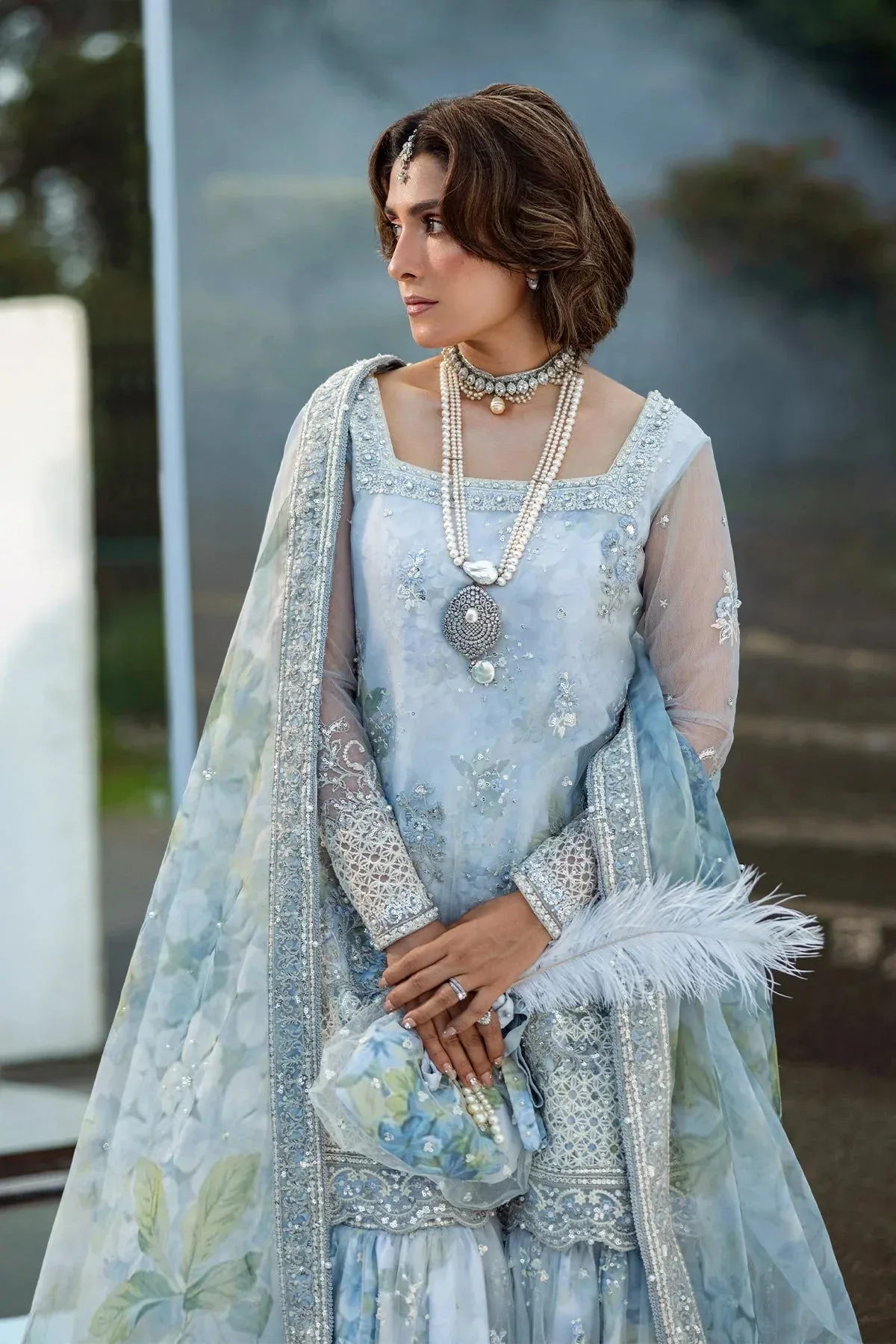 Erum Khan Jahan Wedding 25 ferozi Georgette – view 3 – Poshaq