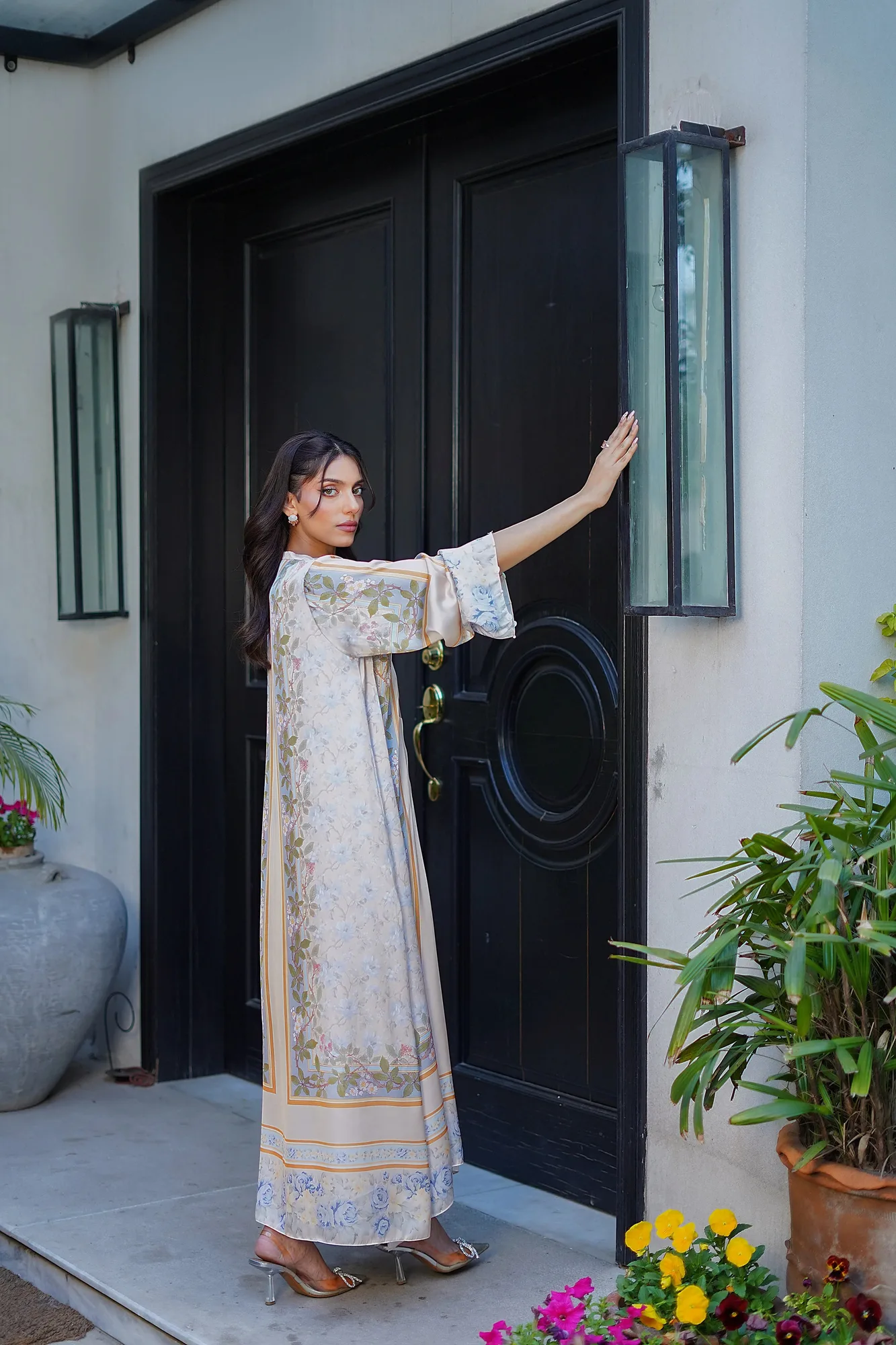 Erum Khan Nue Pret Ivory Gold Silk – view 2 – Poshaq