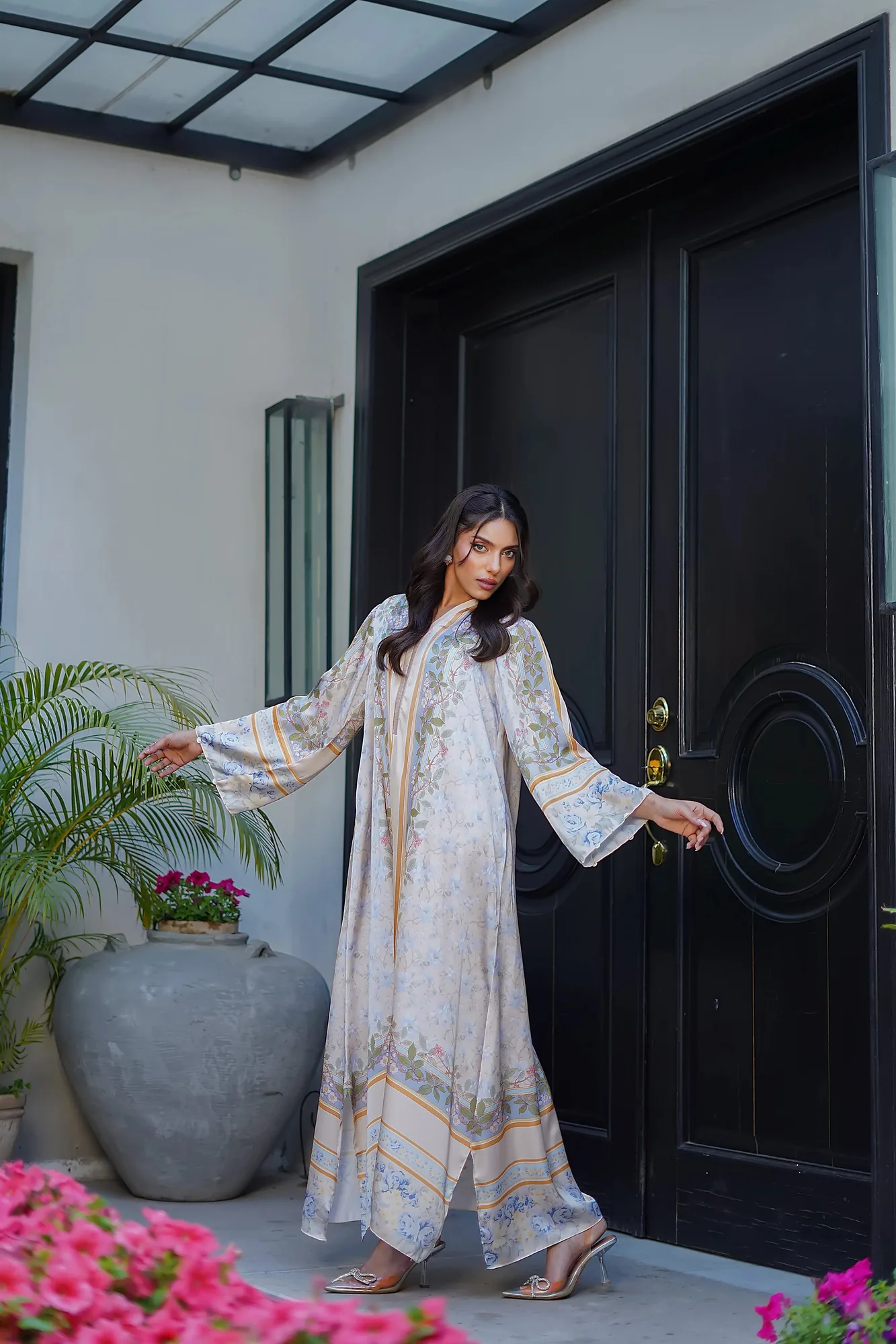 Erum Khan Nue Pret Ivory Gold Silk – view 3 – Poshaq