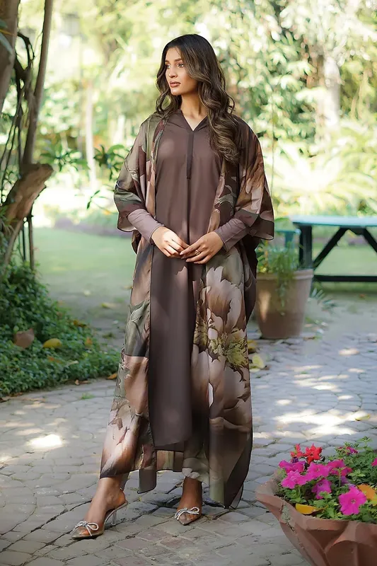 Erum Khan Nue Pret chocolate brown Silk – view 1 – Poshaq