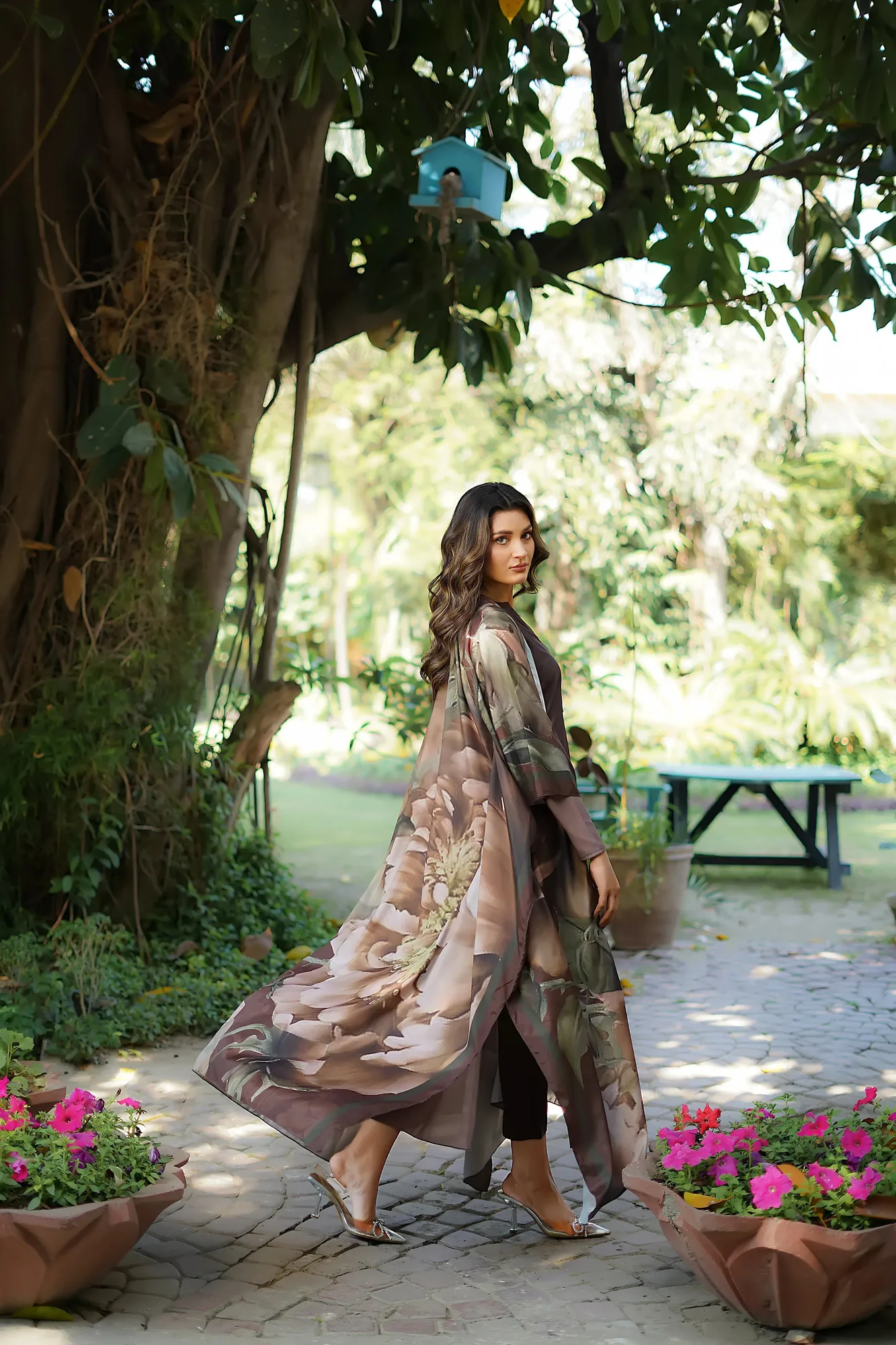 Erum Khan Nue Pret chocolate brown Silk – view 3 – Poshaq