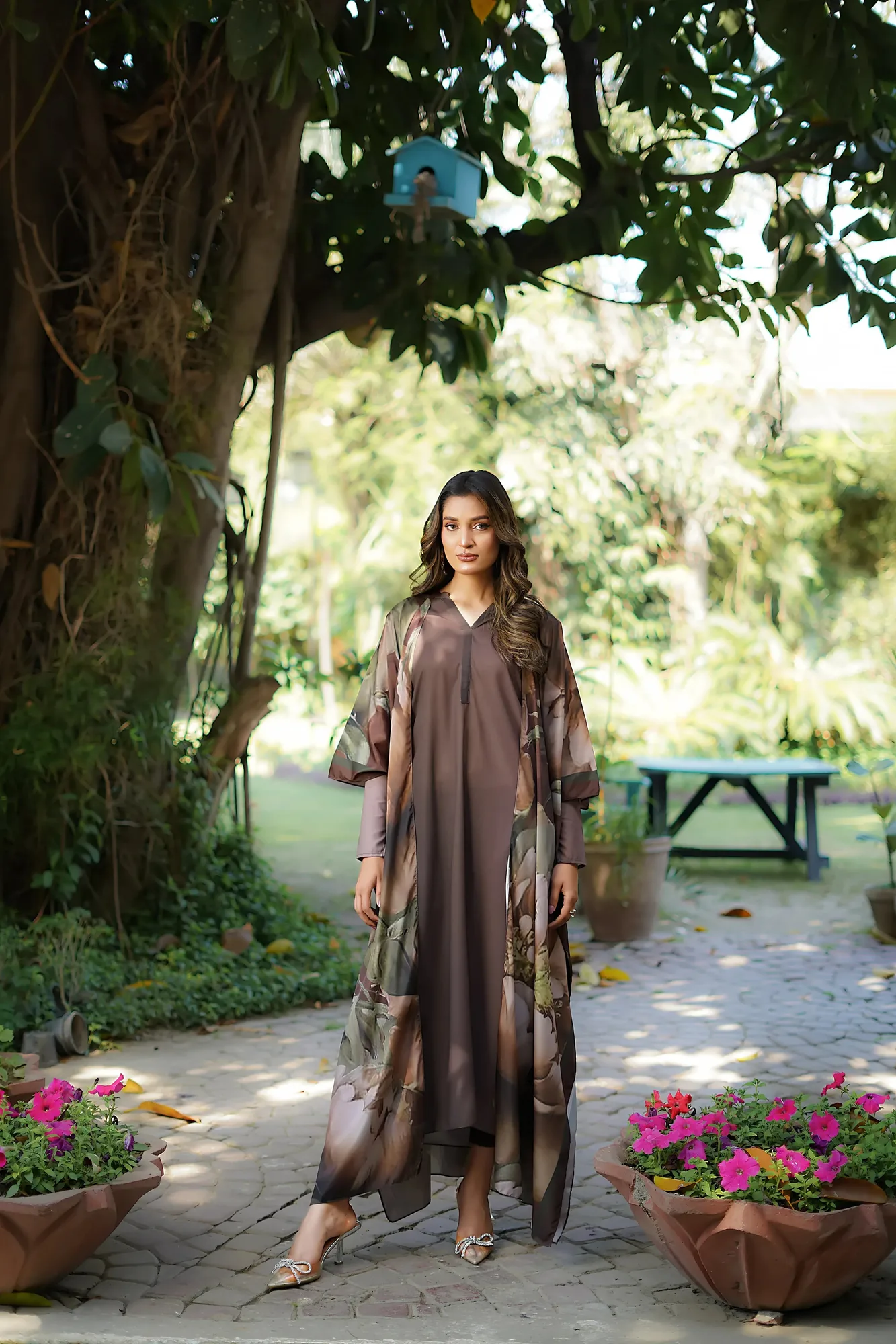 Erum Khan Nue Pret chocolate brown Silk – view 4 – Poshaq