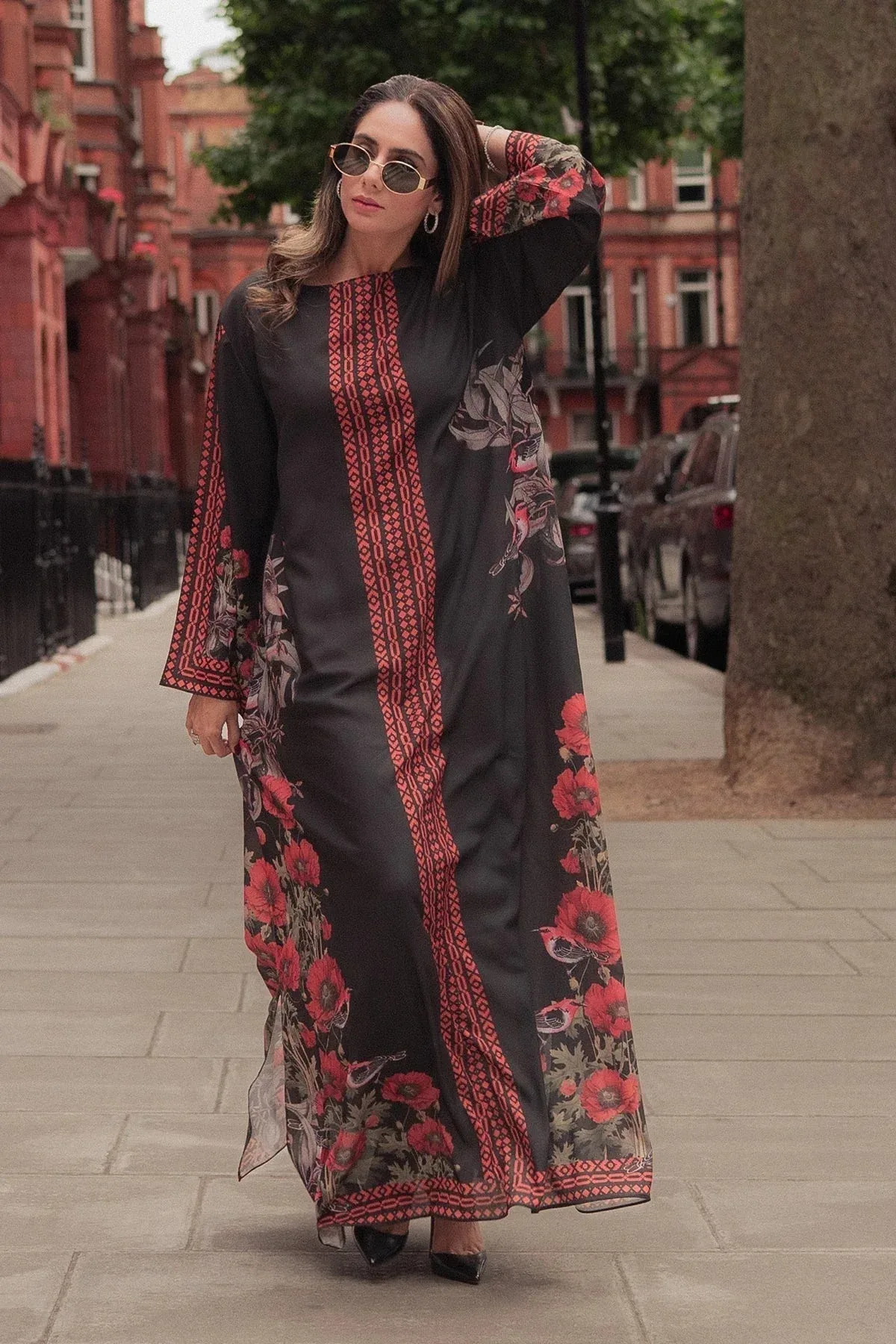 Erum Khan Black Georgette – view 1 – Poshaq