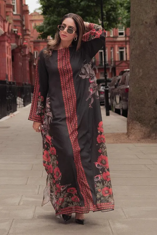 Erum Khan Black Georgette – view 1 – Poshaq