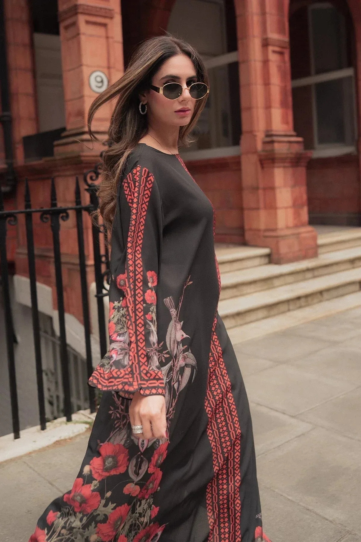 Erum Khan Black Georgette – view 3 – Poshaq