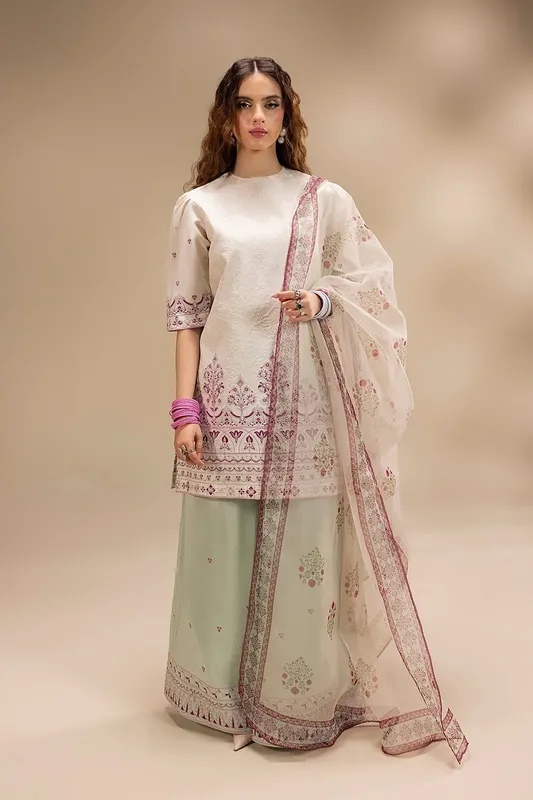 Erum Khan Lillia Summer Edit Off White Organza – view 1 – Poshaq