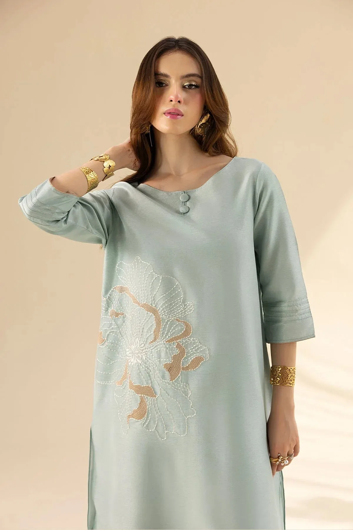 Erum Khan Lillia Summer Edit Ice Blue Silk – view 5 – Poshaq