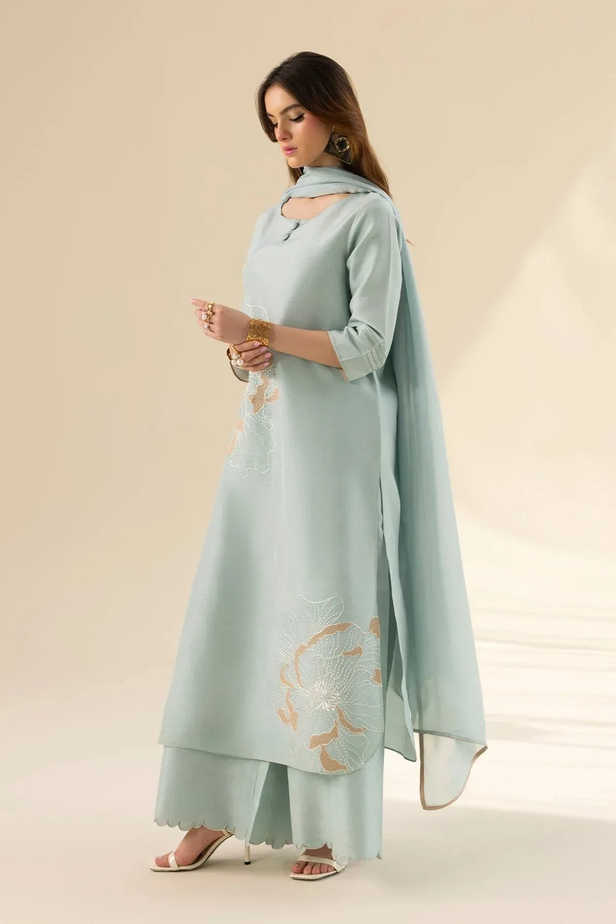 Erum Khan Lillia Summer Edit Ice Blue Silk – view 6 – Poshaq
