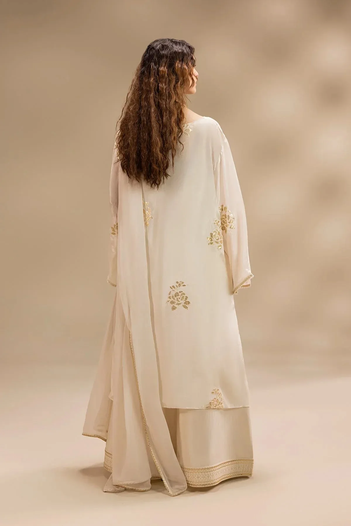 Erum Khan Lillia Summer Edit Off White Raw Silk – view 2 – Poshaq